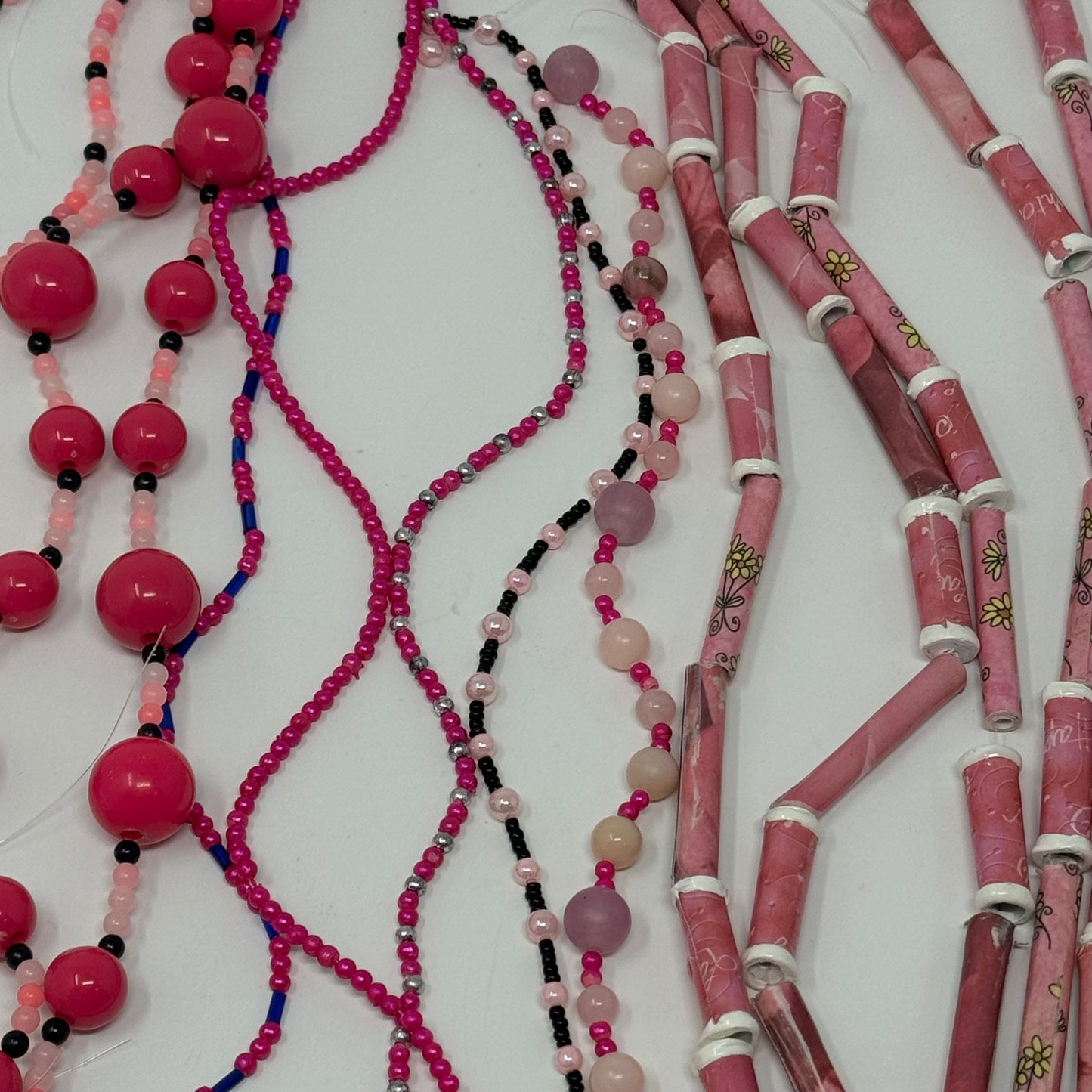 Reclaimed Pink Beads Assortment Vibrant Mixed Beads for Crafting & Jewelry Making Eco-Friendly Supplies