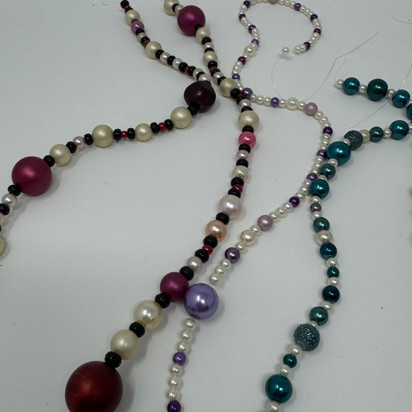 Reclaimed Assorted Pearl & Metallic Beads Vibrant Teal, Purple, and Ivory String Beads Jewelry Making & Craft Supplies