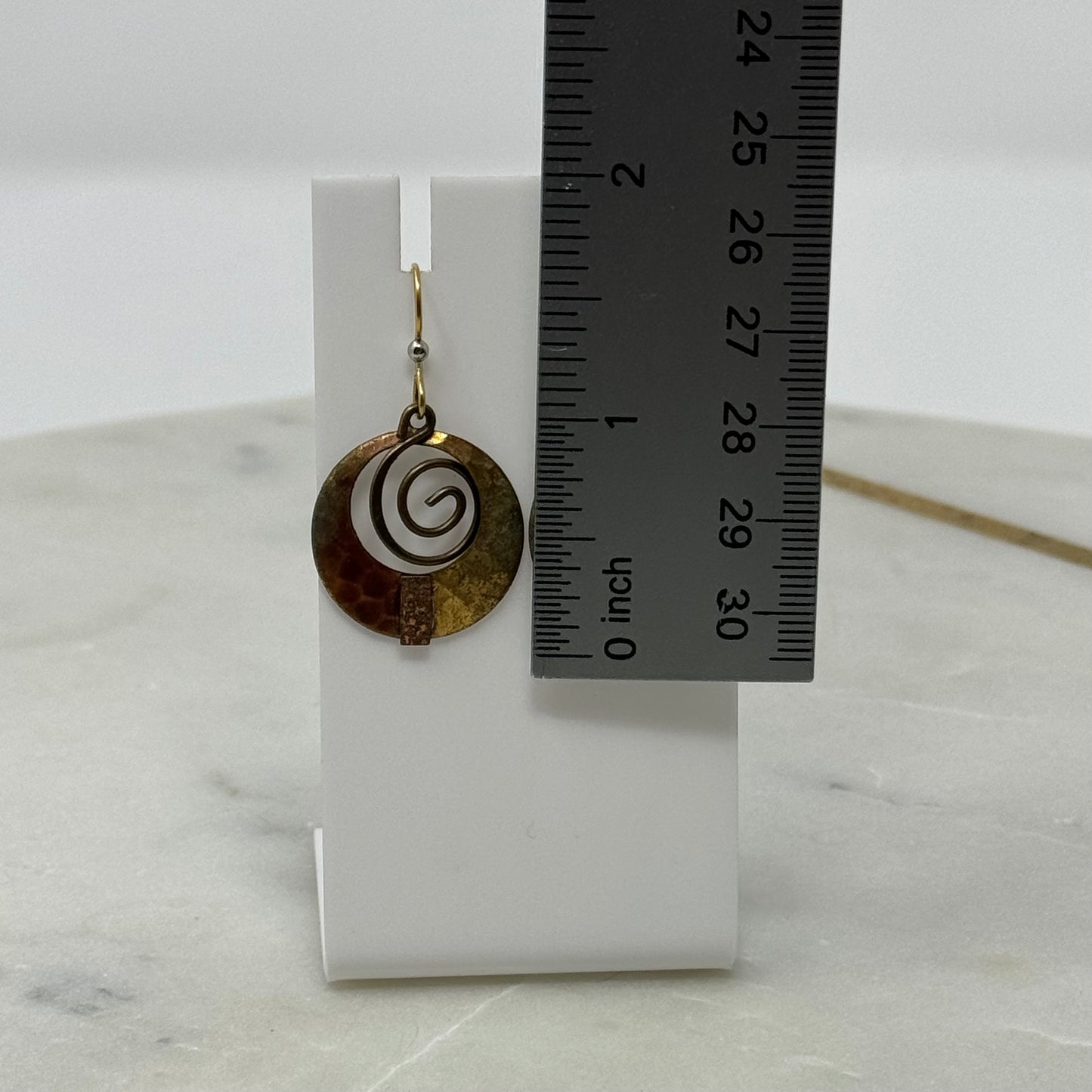 Boho Two-Tone Hammered Dangle Hook Earrings