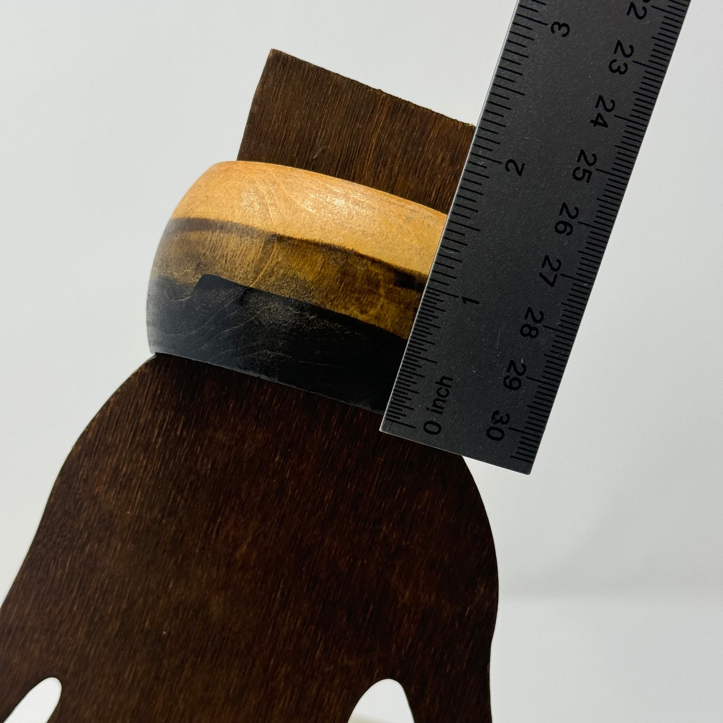 Artisan Wood Bangle Bracelet - Unique Retro Handcrafted Boho Chic, Rustic Natural Jewelry