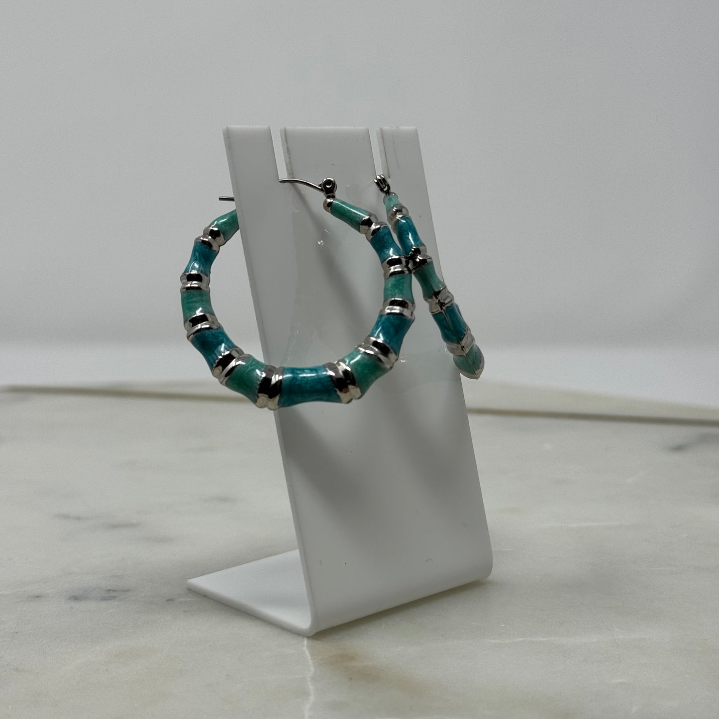 Aqua Blue Hoop Earrings