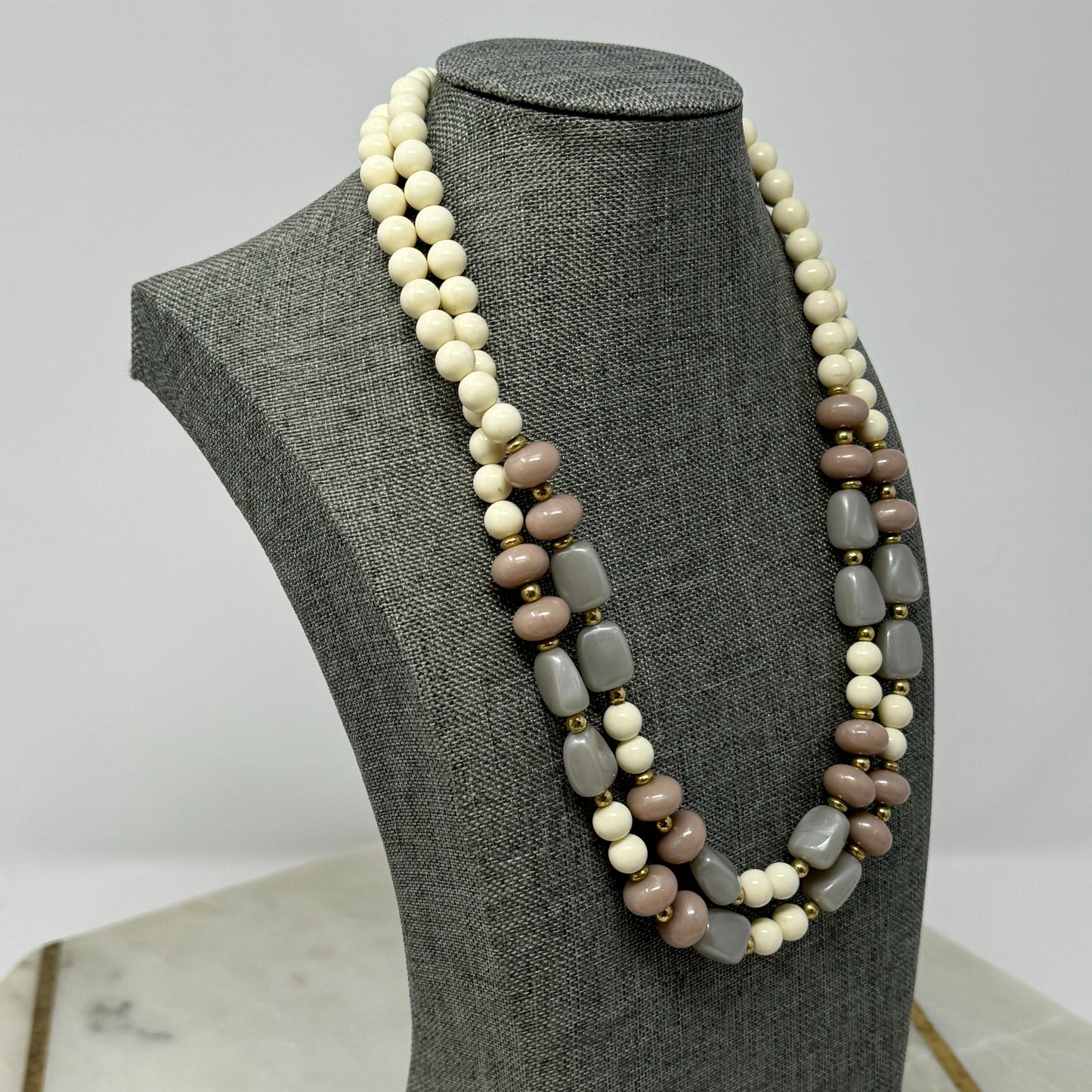 Womens Necklace Boho Statement Double Beaded Strands 18 in Costume Jewelry