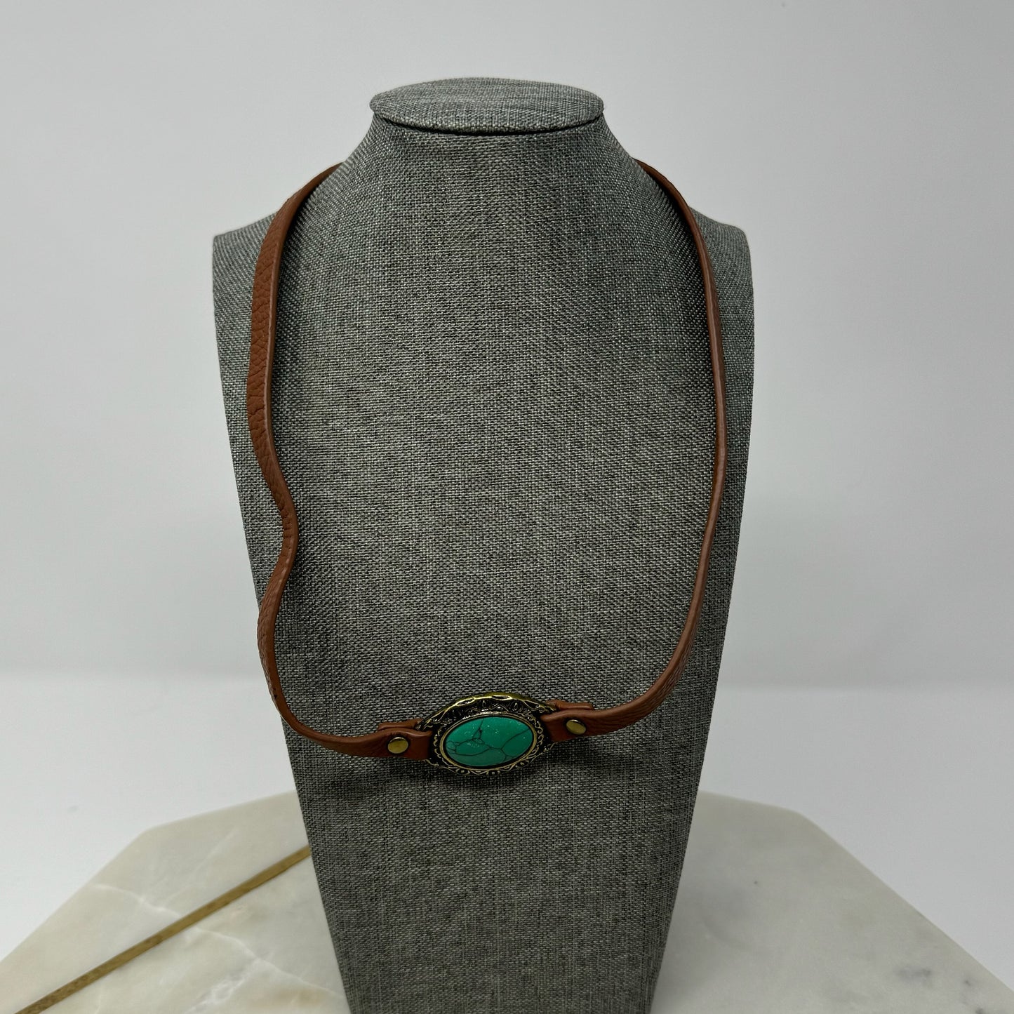 Necklace Boho Southwest Leather Turquoise Pendant 18 in Fashion Jewelry