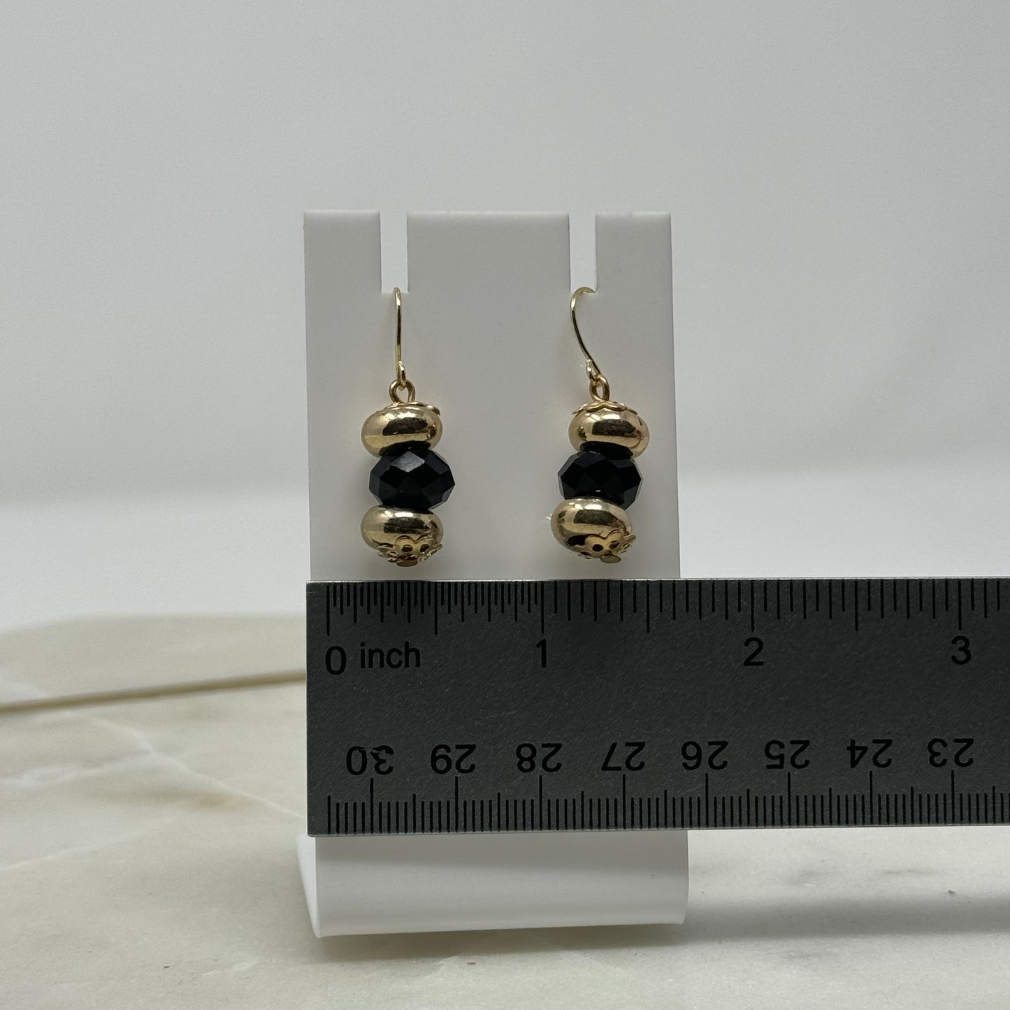 Beaded Black & Gold Dangle Earrings