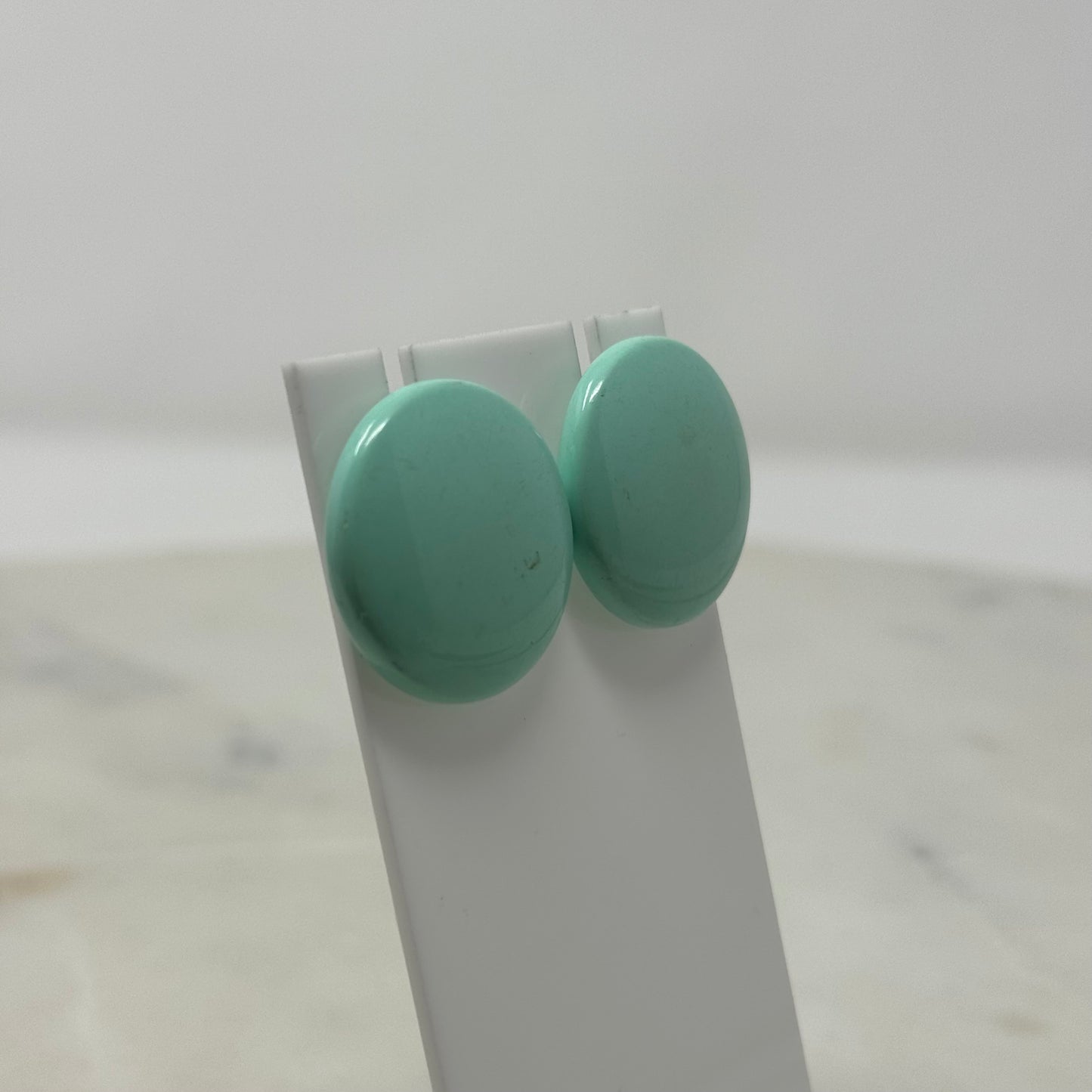 Vintage Round Mint Clip-On Earrings