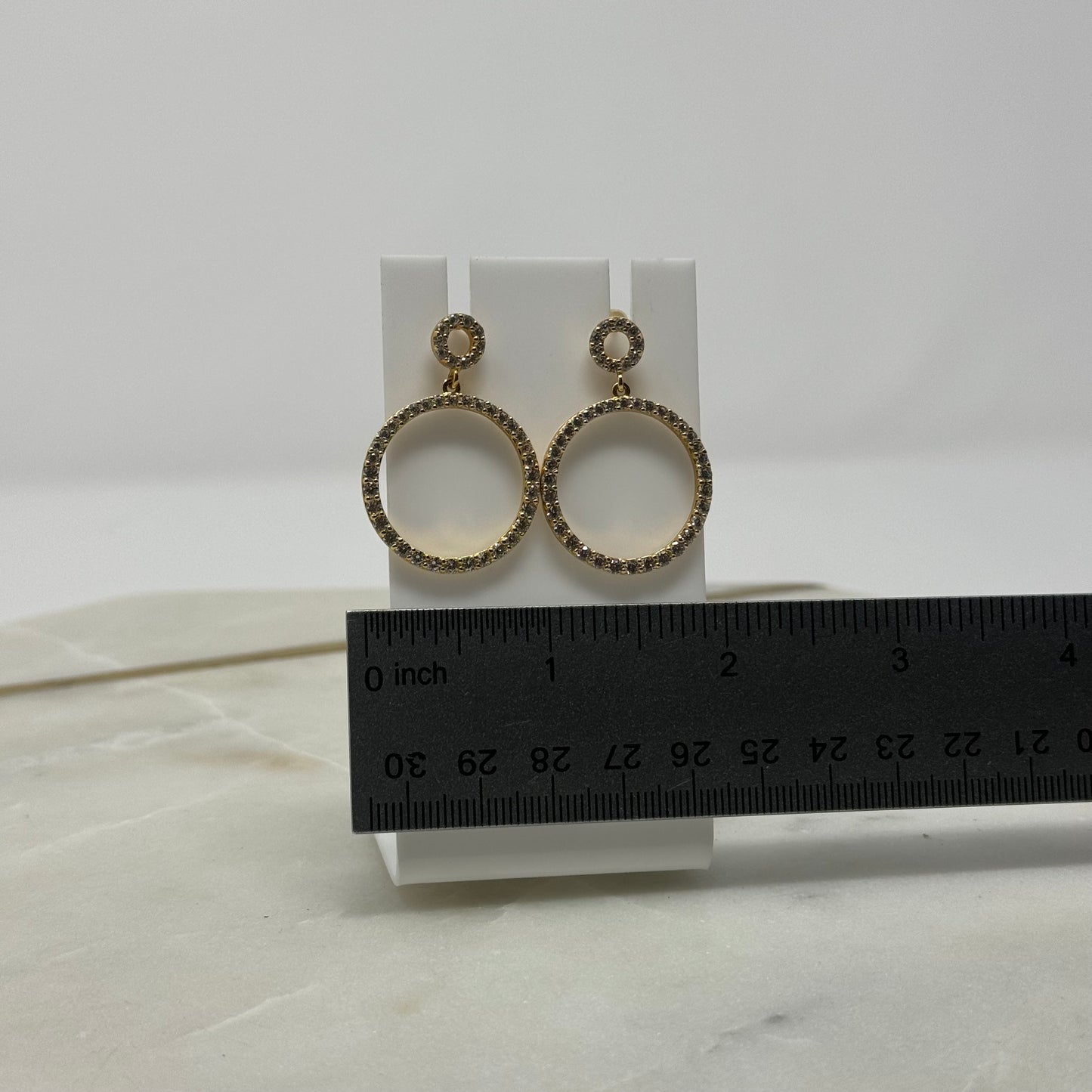 Round Crystal Sparkle Gold Dangle Statement Earrings