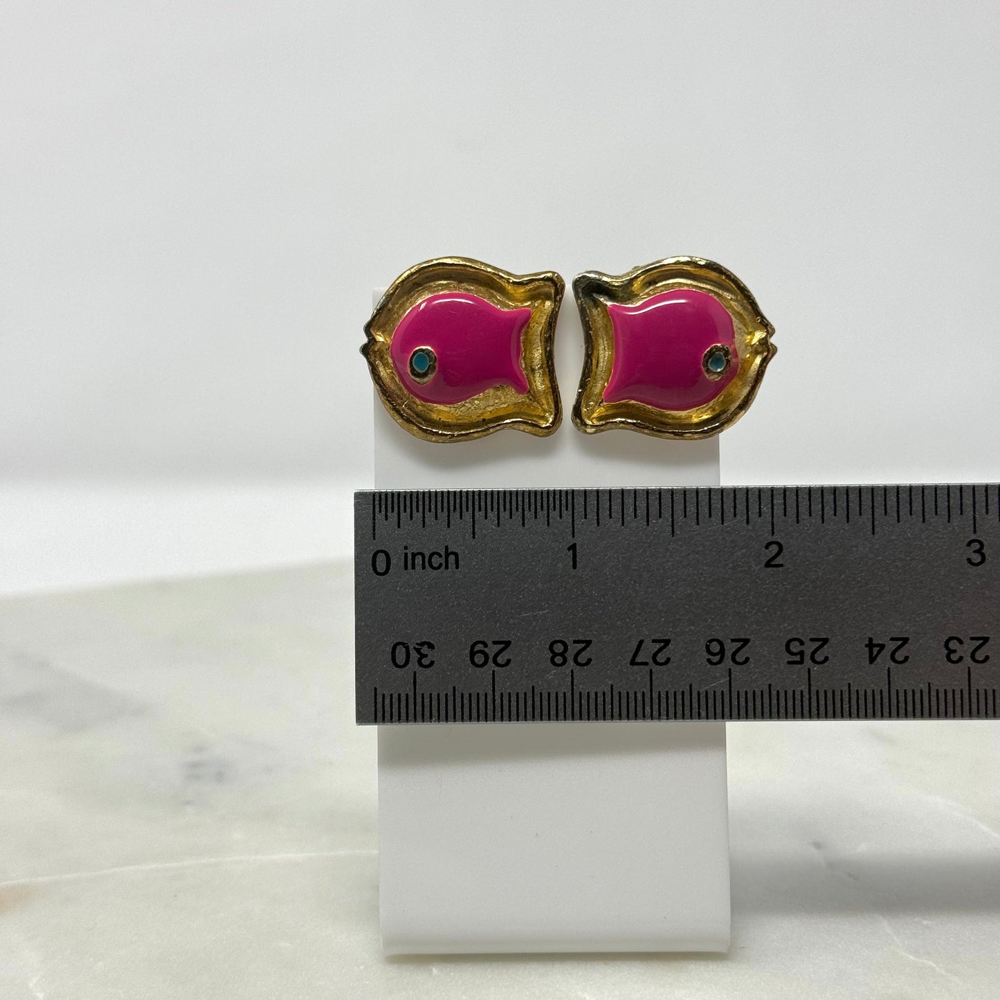 Vintage Pink & Gold Fish Clip-On Earrings