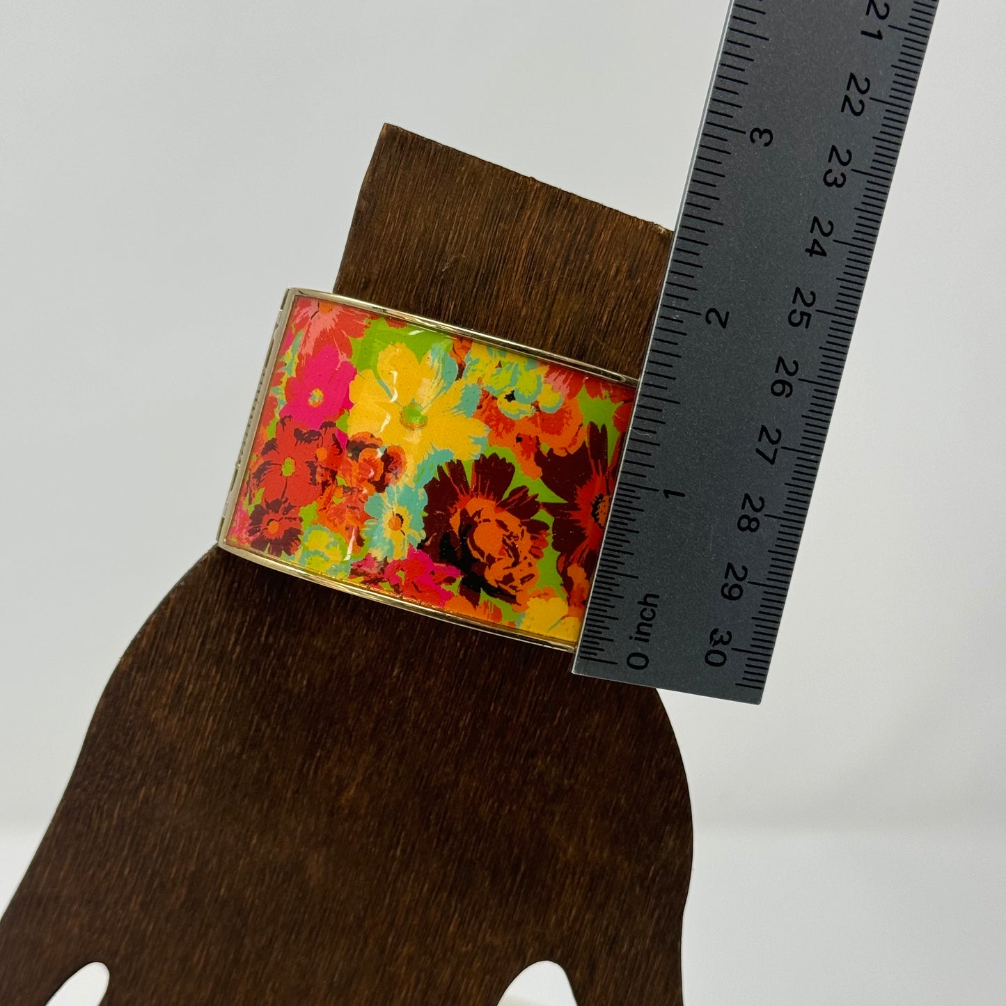 Bold Floral Cuff Bracelet Retro Vibrant Colors Boho Chic Statement Jewelry