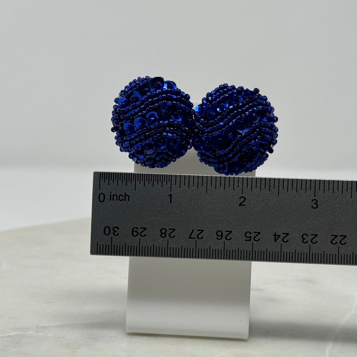 Round Blue Sequin Stud Earrings