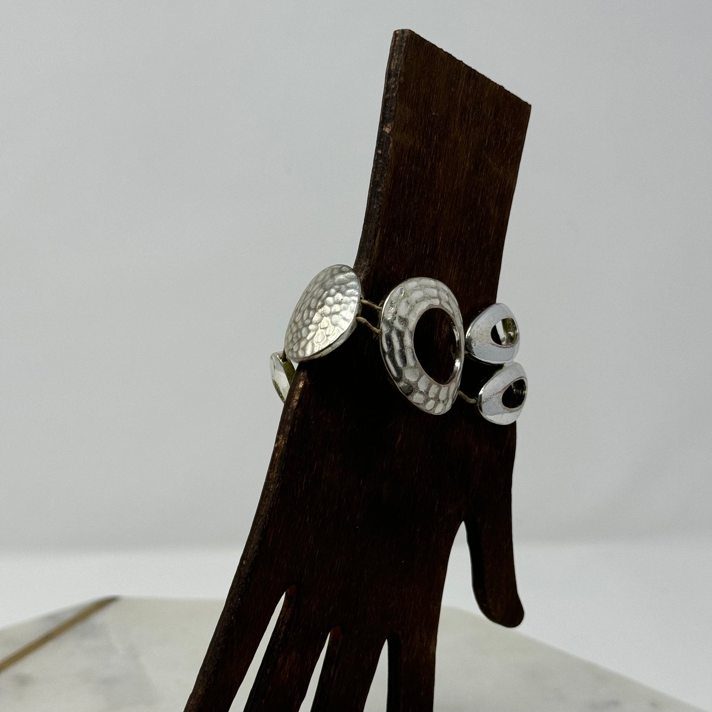 Bracelet Southwest Abstract Segmented Metalwork Links Cuff 9 in Costume Jewelry