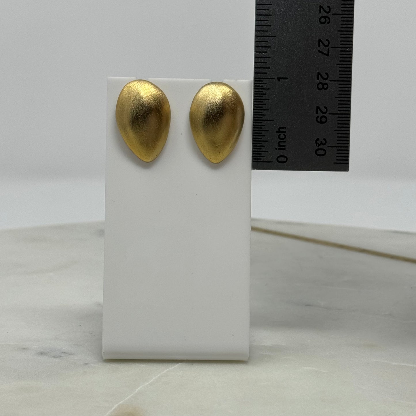 Vintage Almond Textured Gold Post Earrings