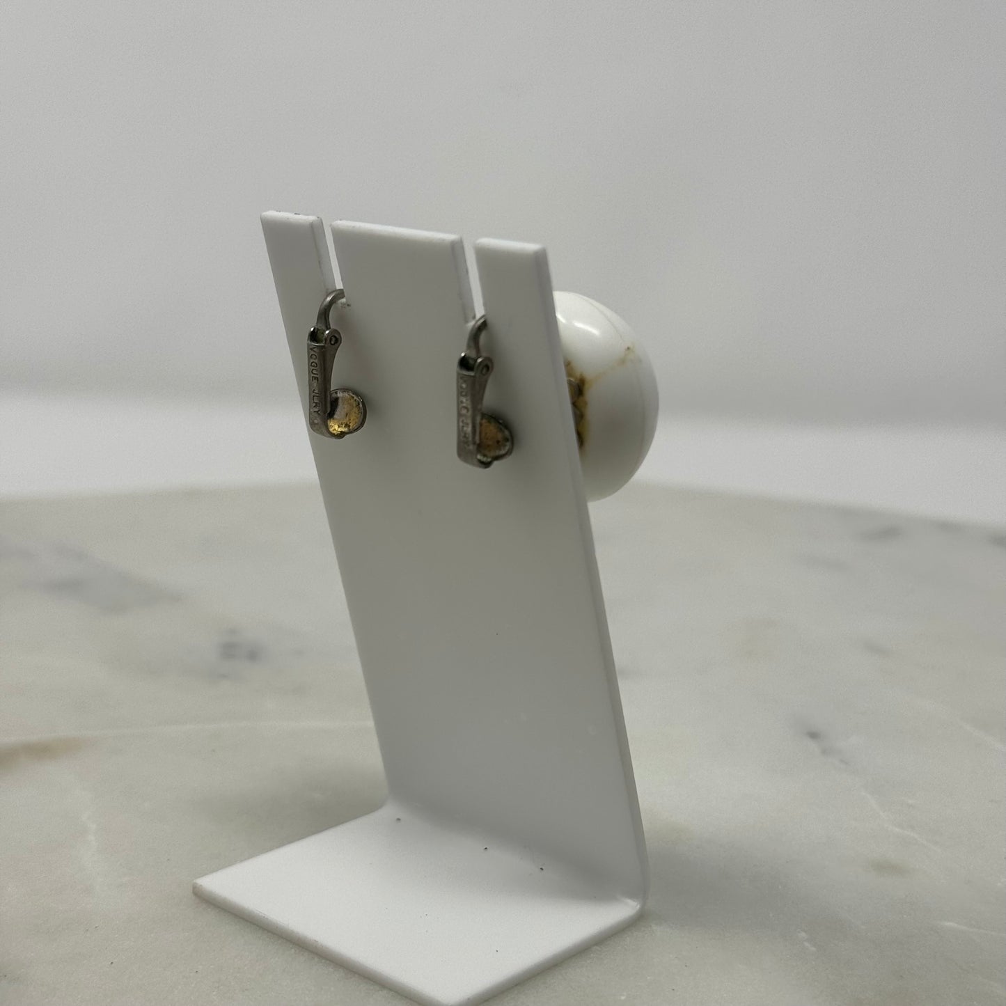 Rounded Retro White Clip-On Earrings
