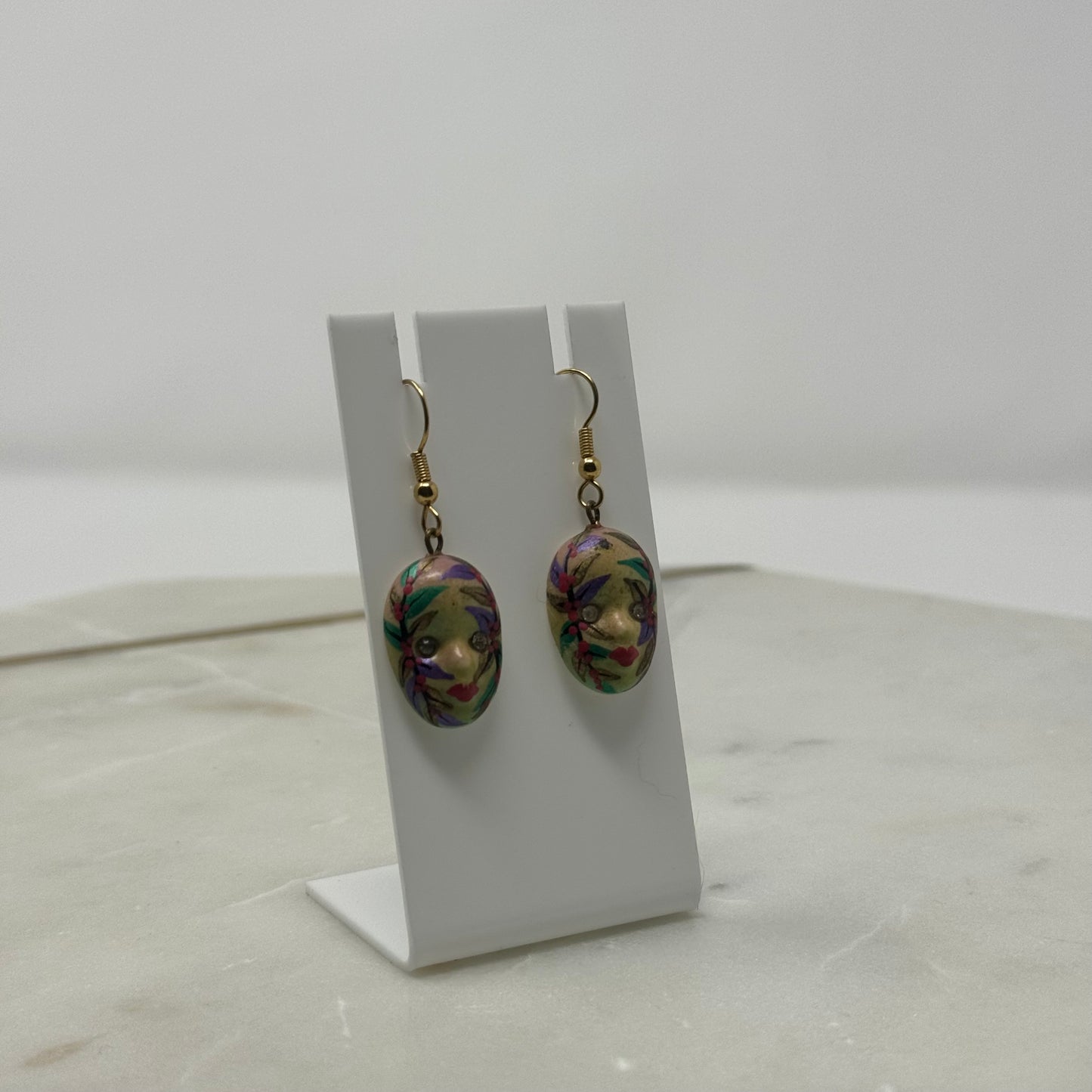 Vintage Theater Mask Hook Dangle Earrings