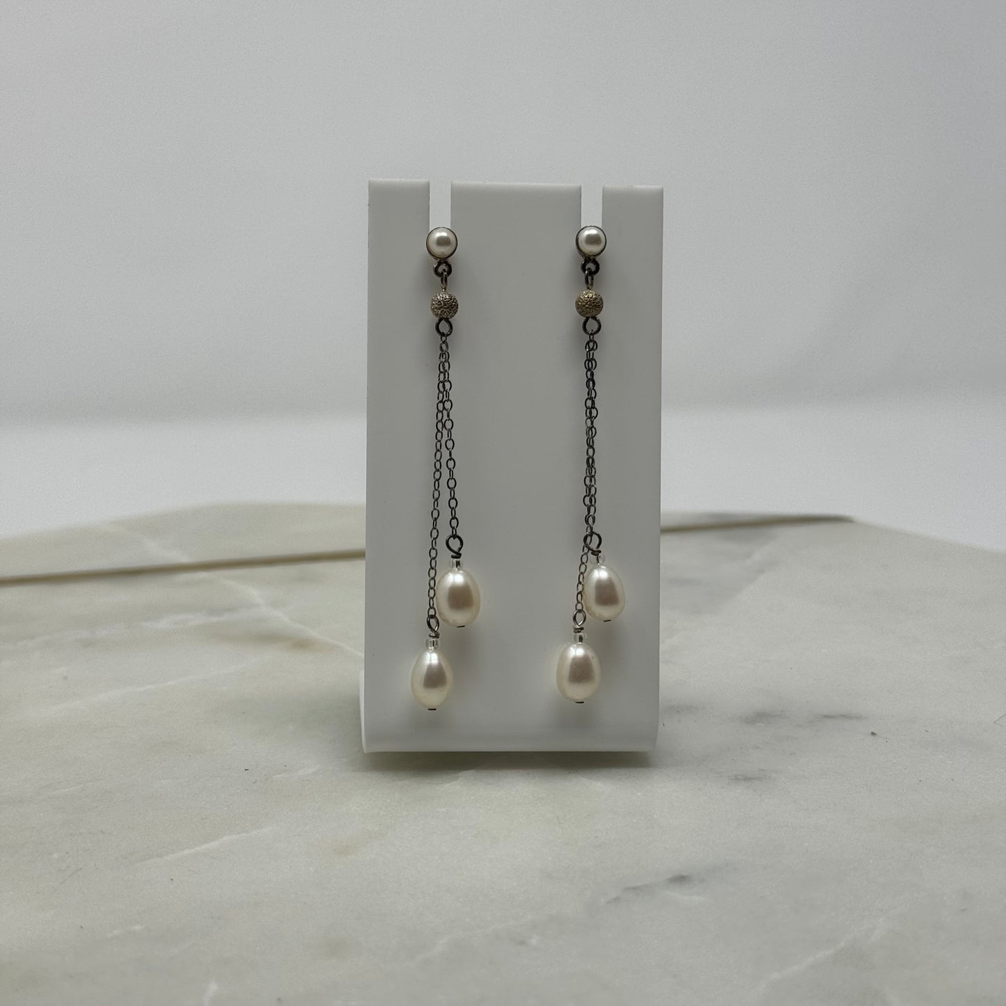 Natural Pearl Dangle Statement Earrings