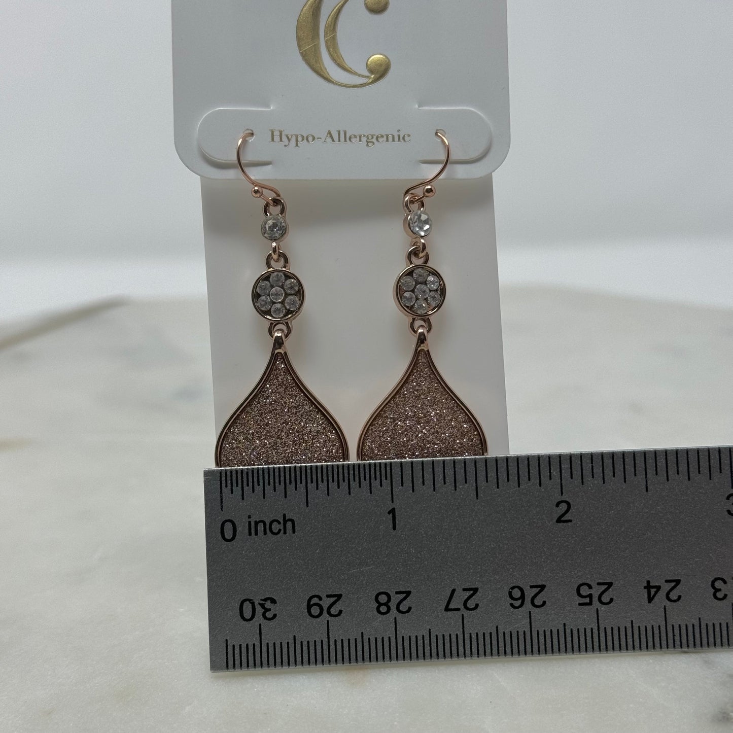 New Charming Charlie Rose Gold Glitter Dangle Hook Earrings