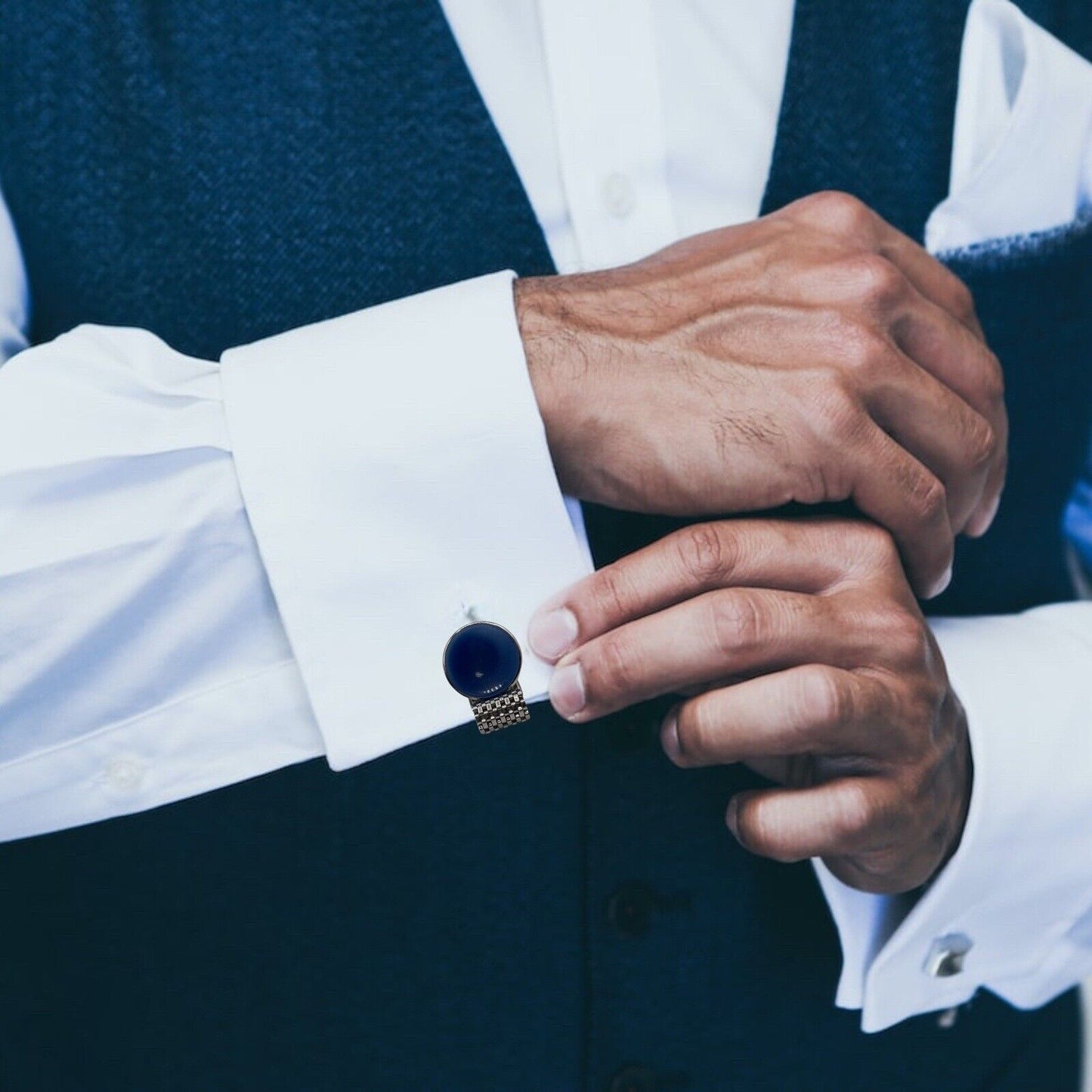 Blue Moonstone & Silver Wrap Around Cufflinks