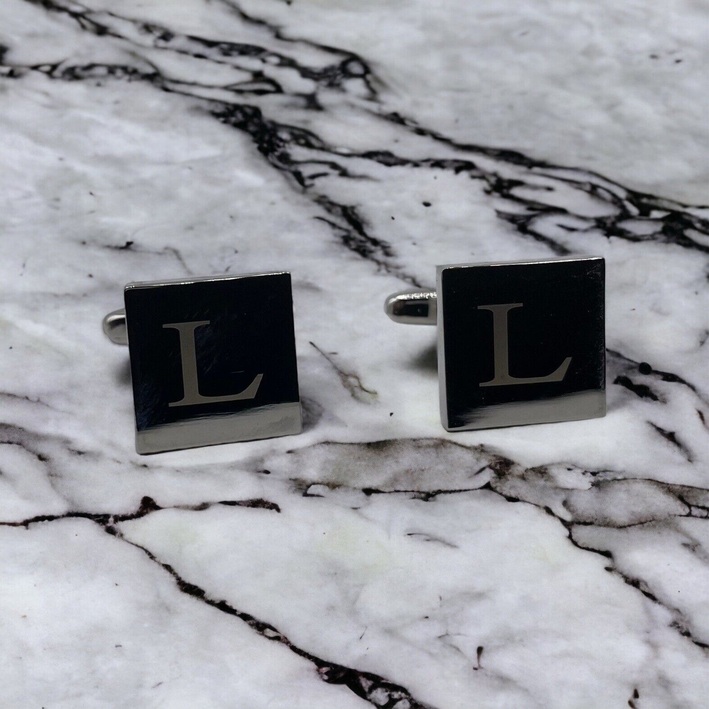 Chrome Monogram Letter L Cufflinks
