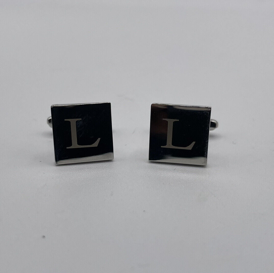 Chrome Monogram Letter L Cufflinks