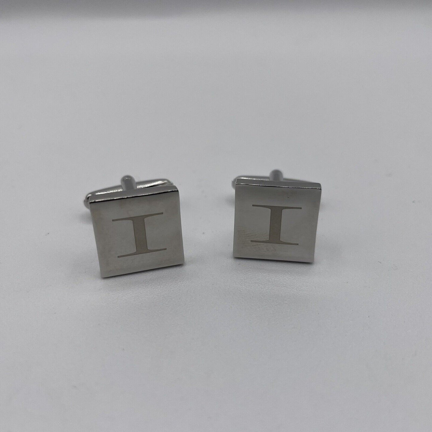 Chrome Monogram Letter I Cufflinks