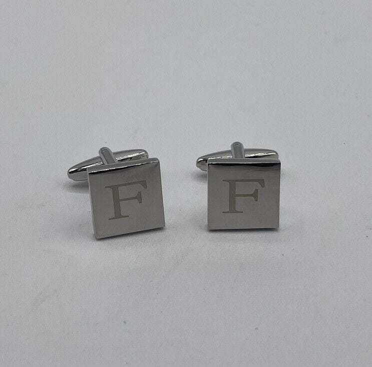 Chrome Monogram Letter F Cufflinks