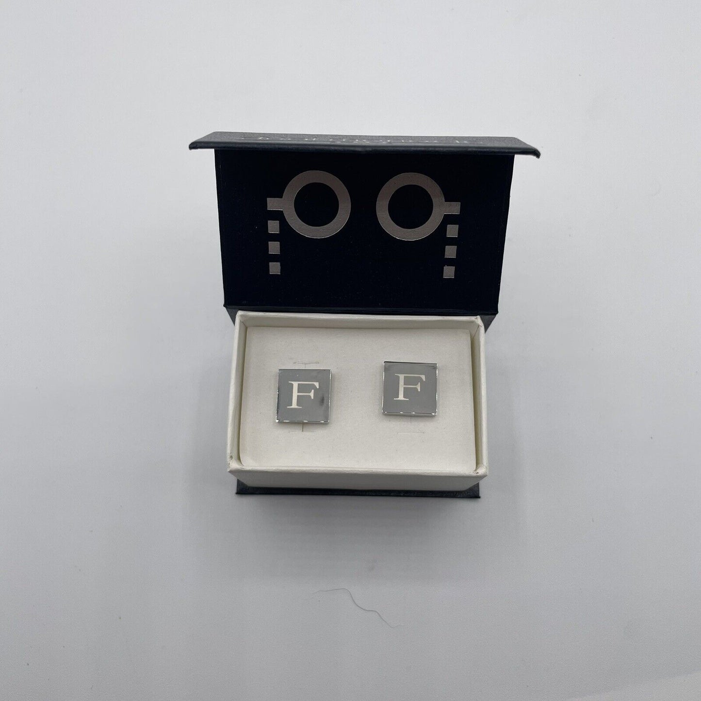 Chrome Monogram Letter F Cufflinks
