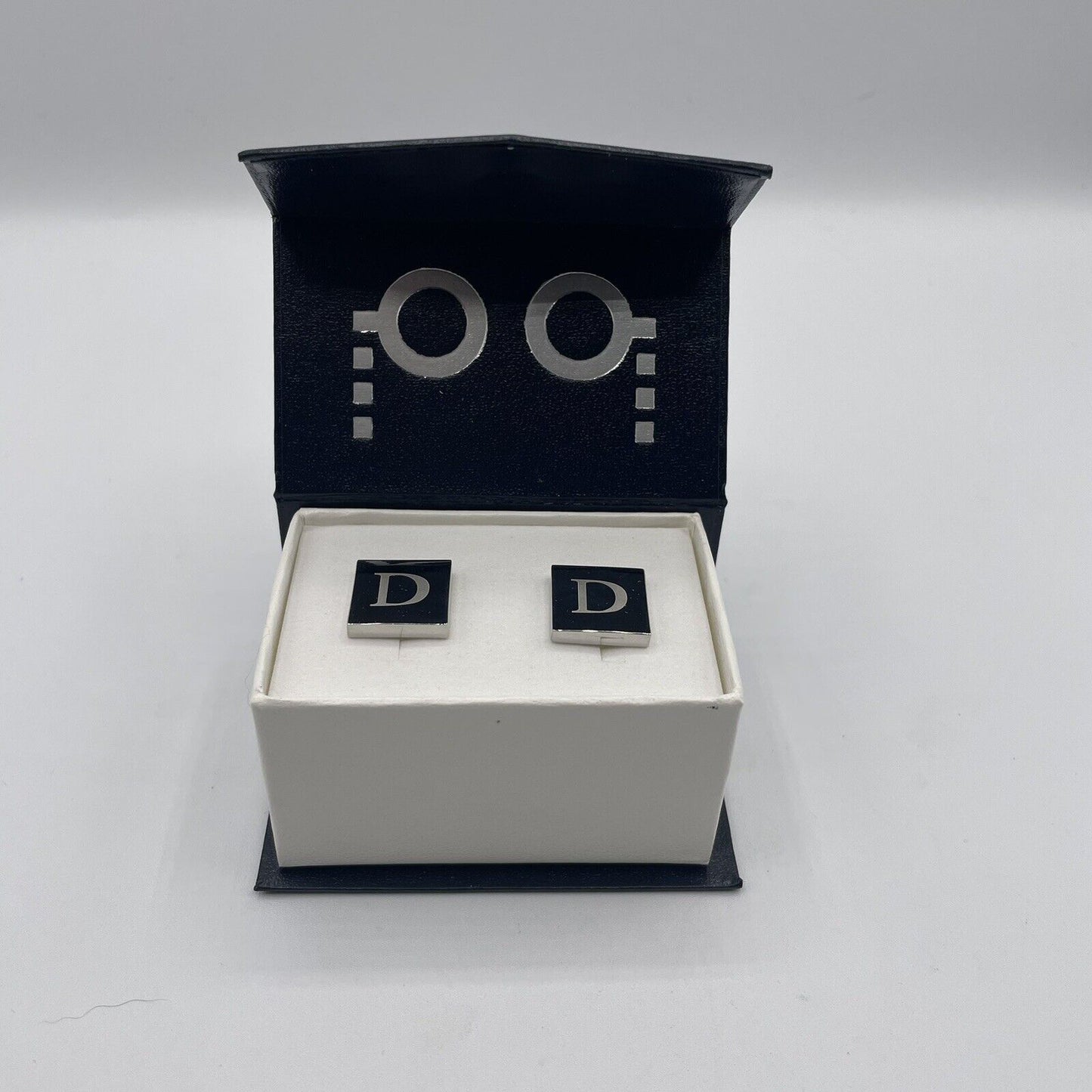 Chrome Monogram Letter D Cufflinks