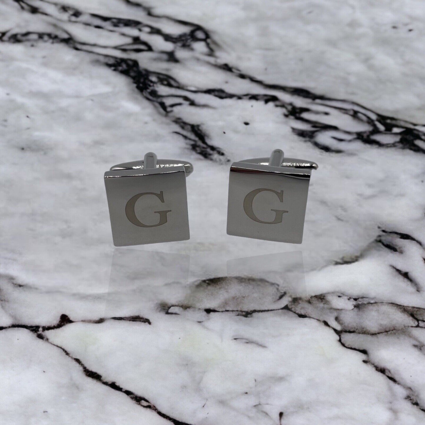 Chrome Monogram Letter G Cufflinks