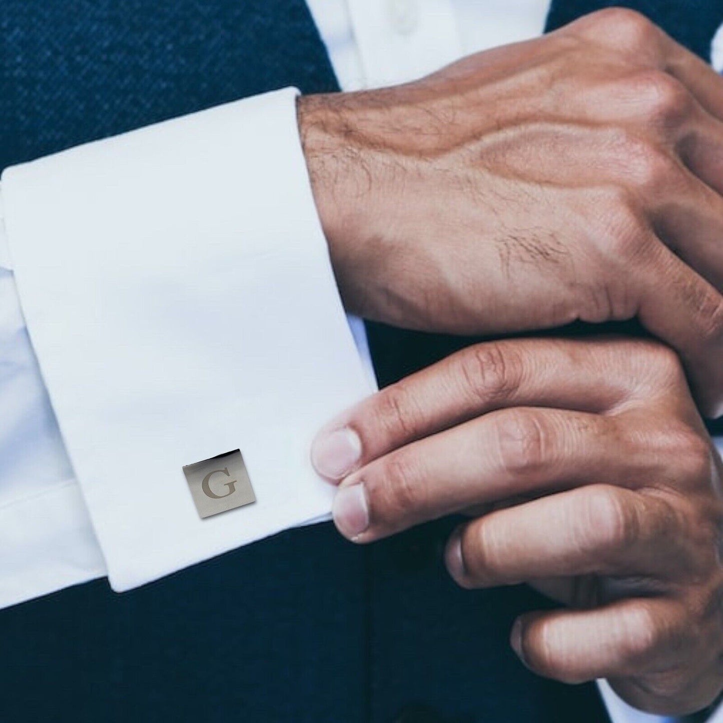 Chrome Monogram Letter G Cufflinks