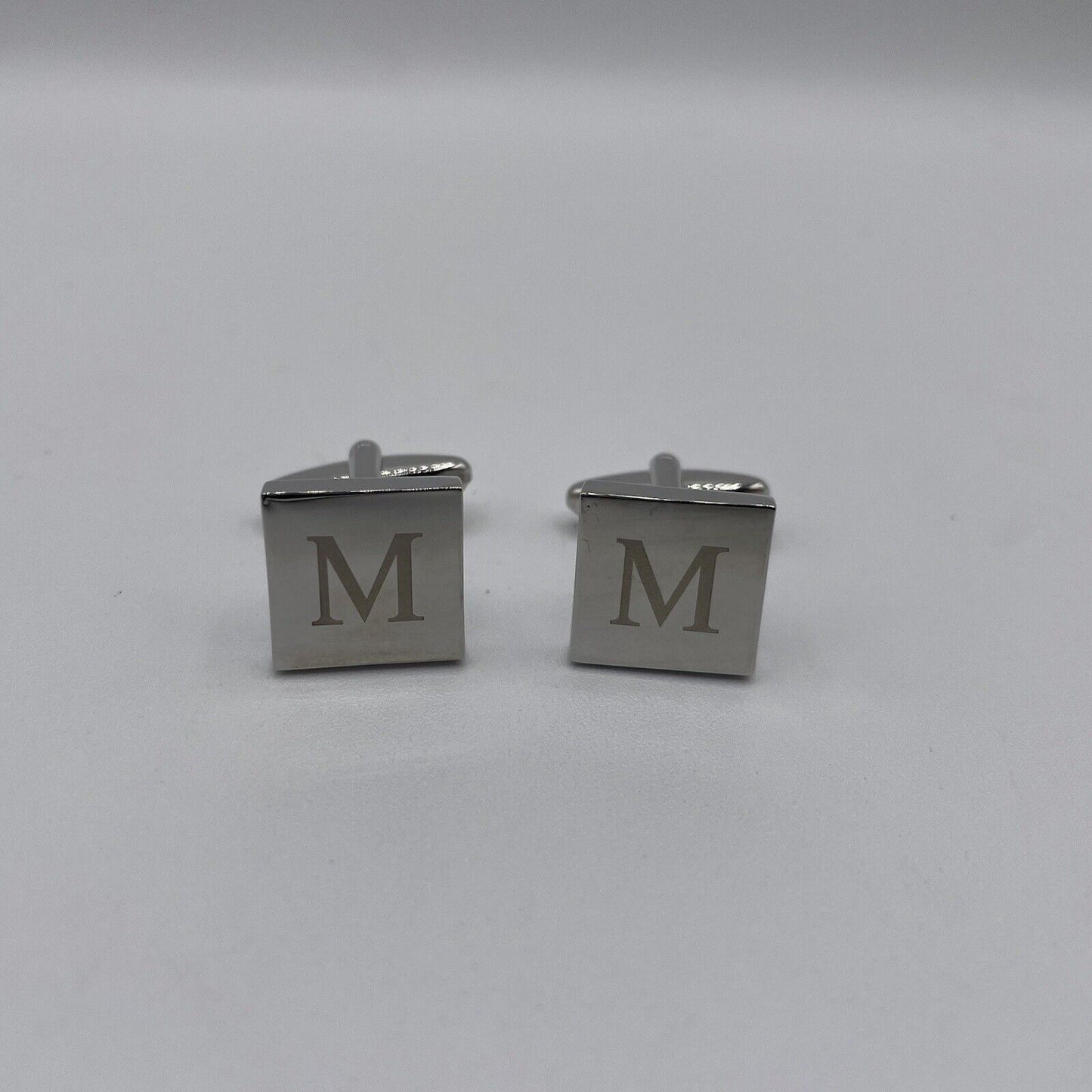 Chrome Monogram Letter M Cufflinks