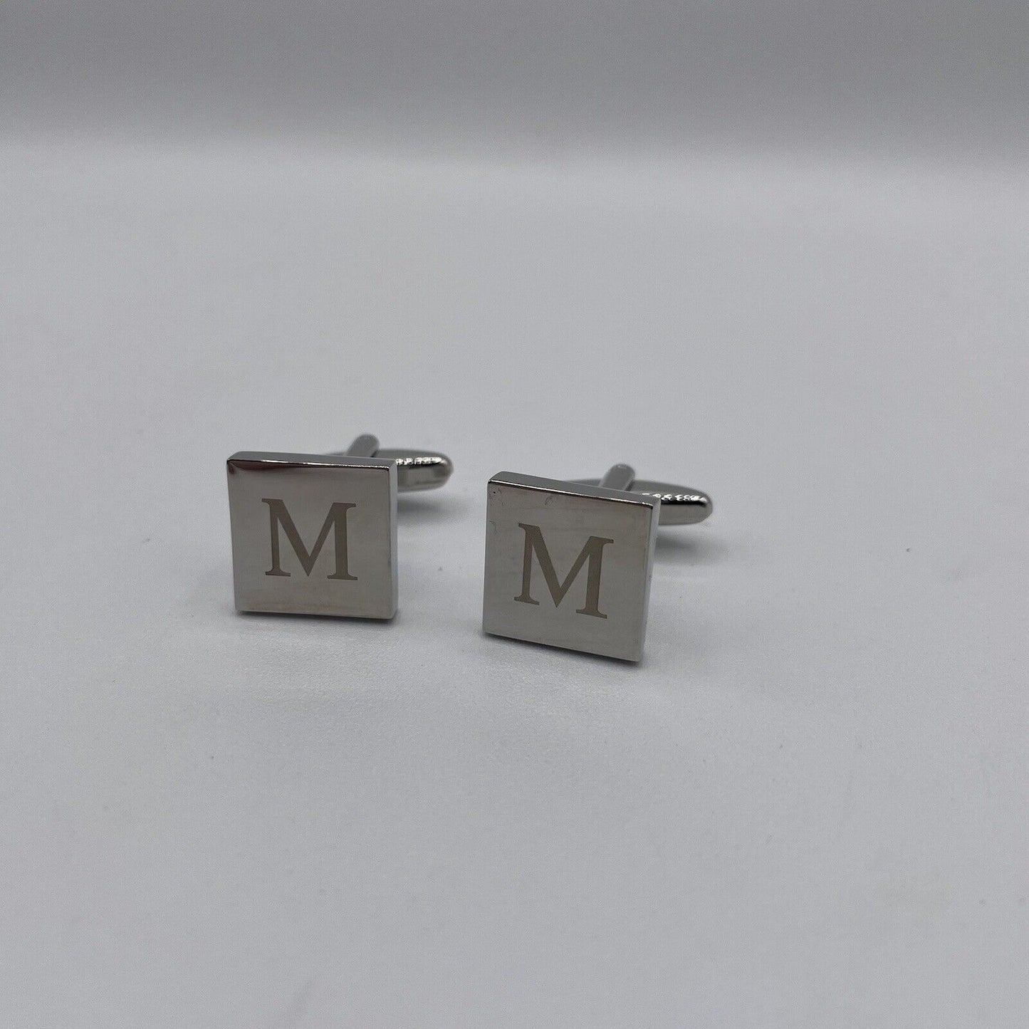 Chrome Monogram Letter M Cufflinks