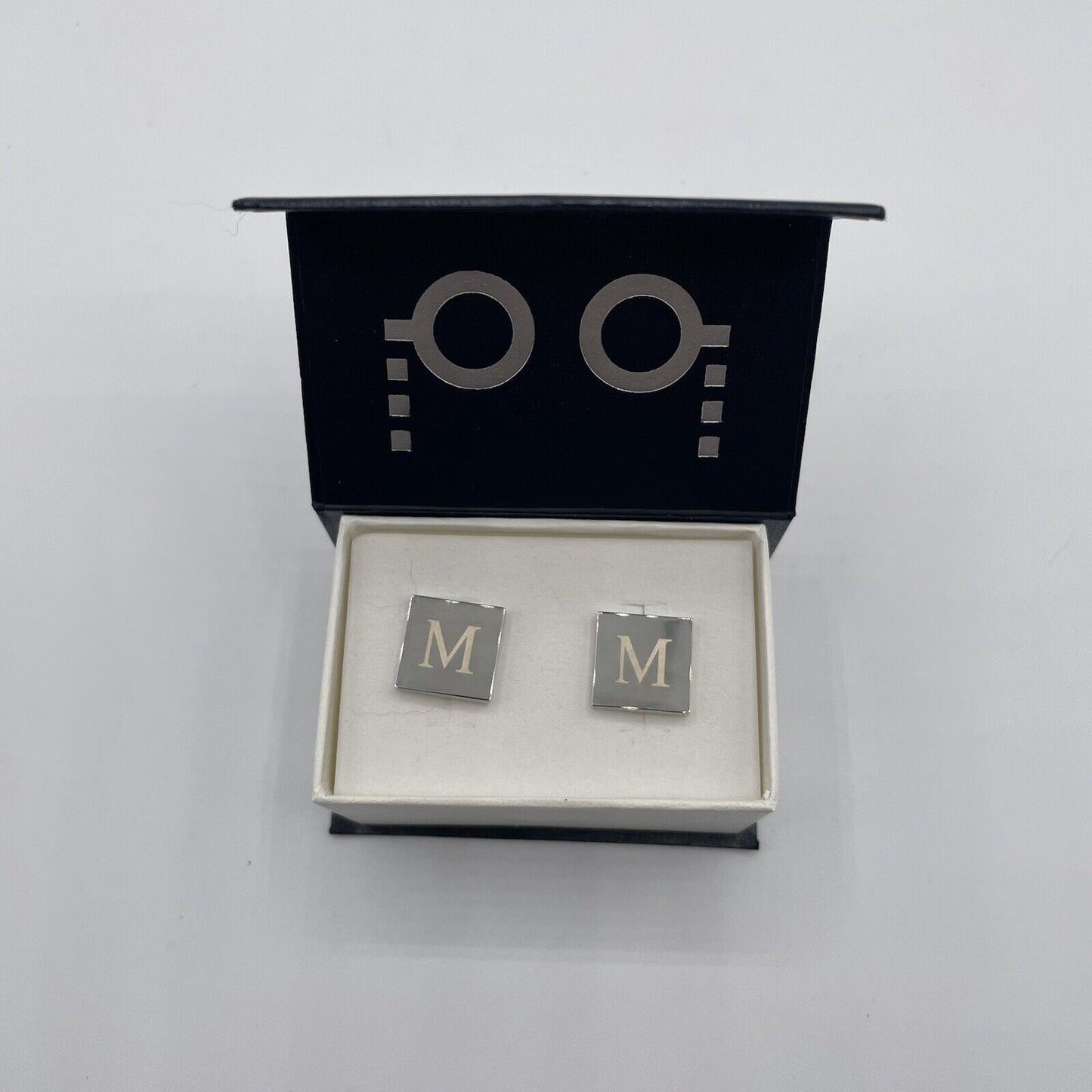 Chrome Monogram Letter M Cufflinks