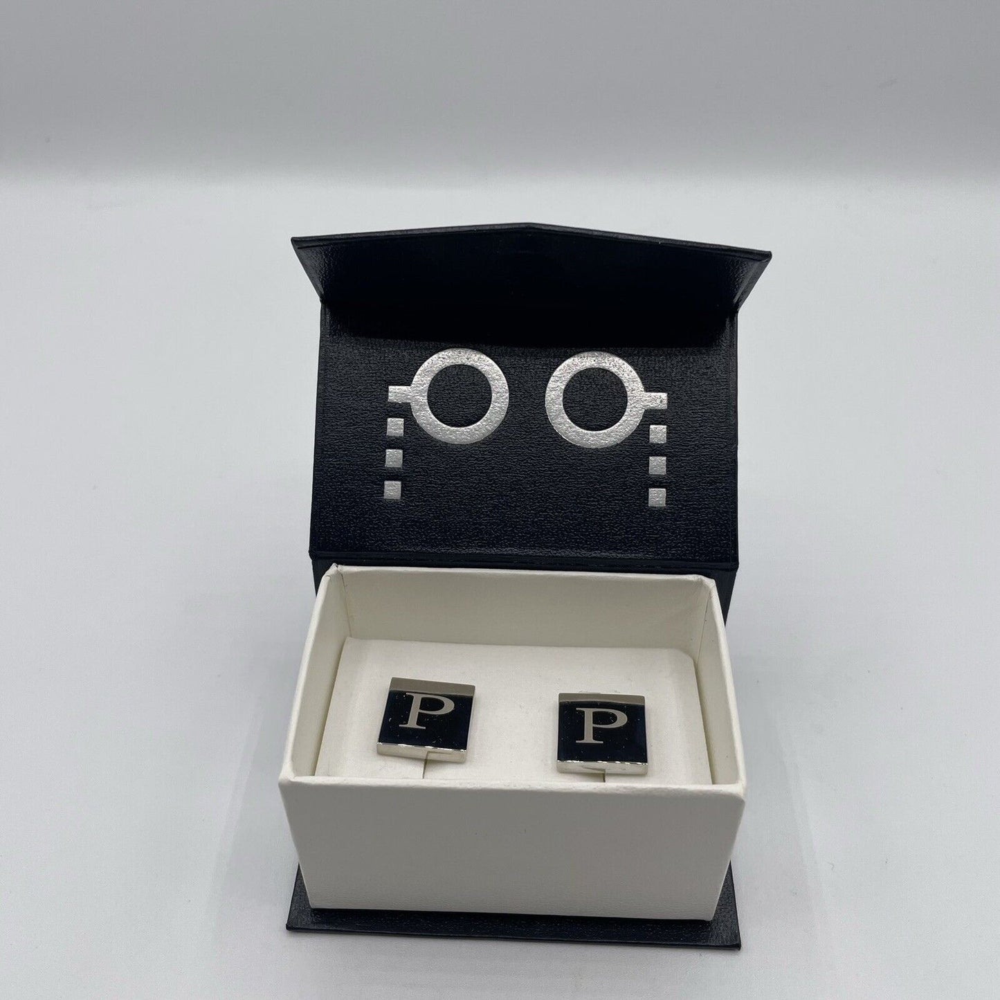 Chrome Monogram Letter P Cufflinks