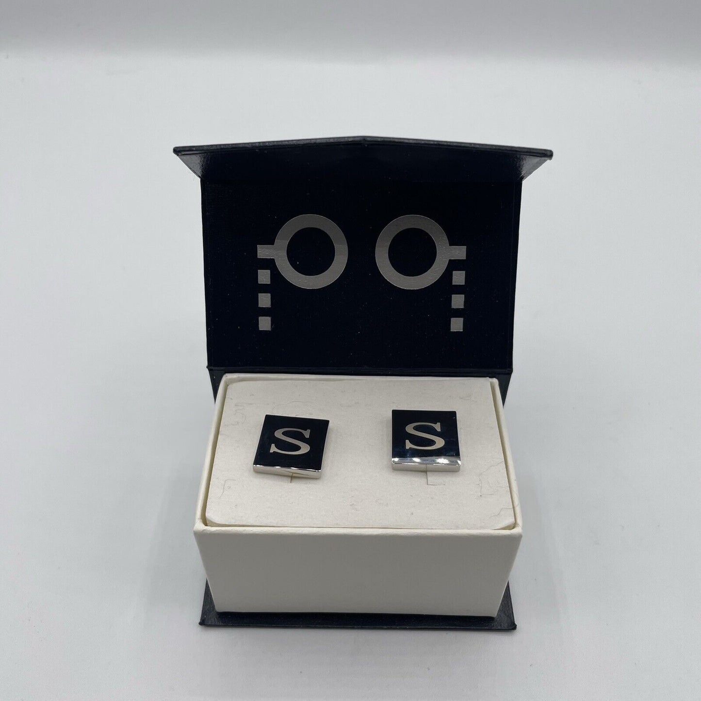 Chrome Monogram Letter S Cufflinks