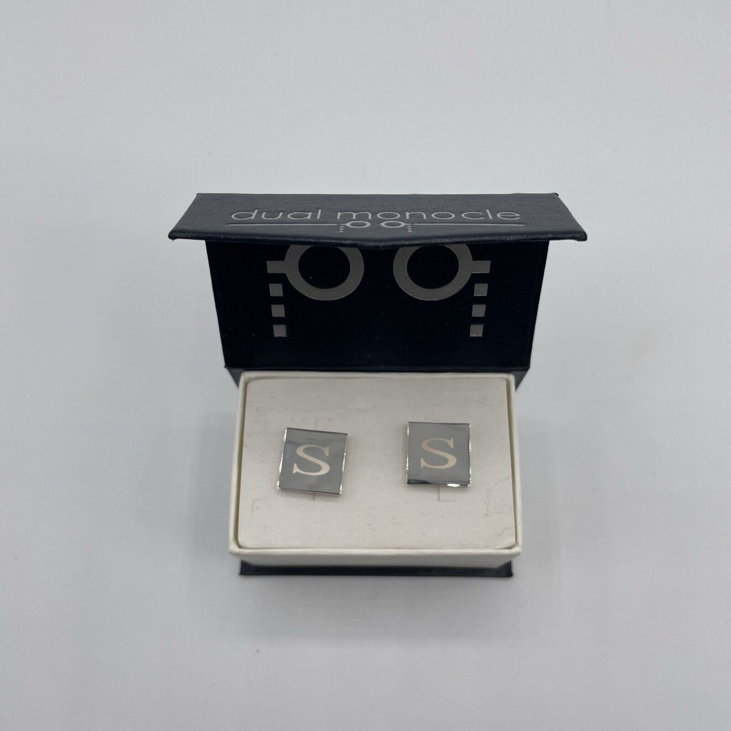 Chrome Monogram Letter S Cufflinks