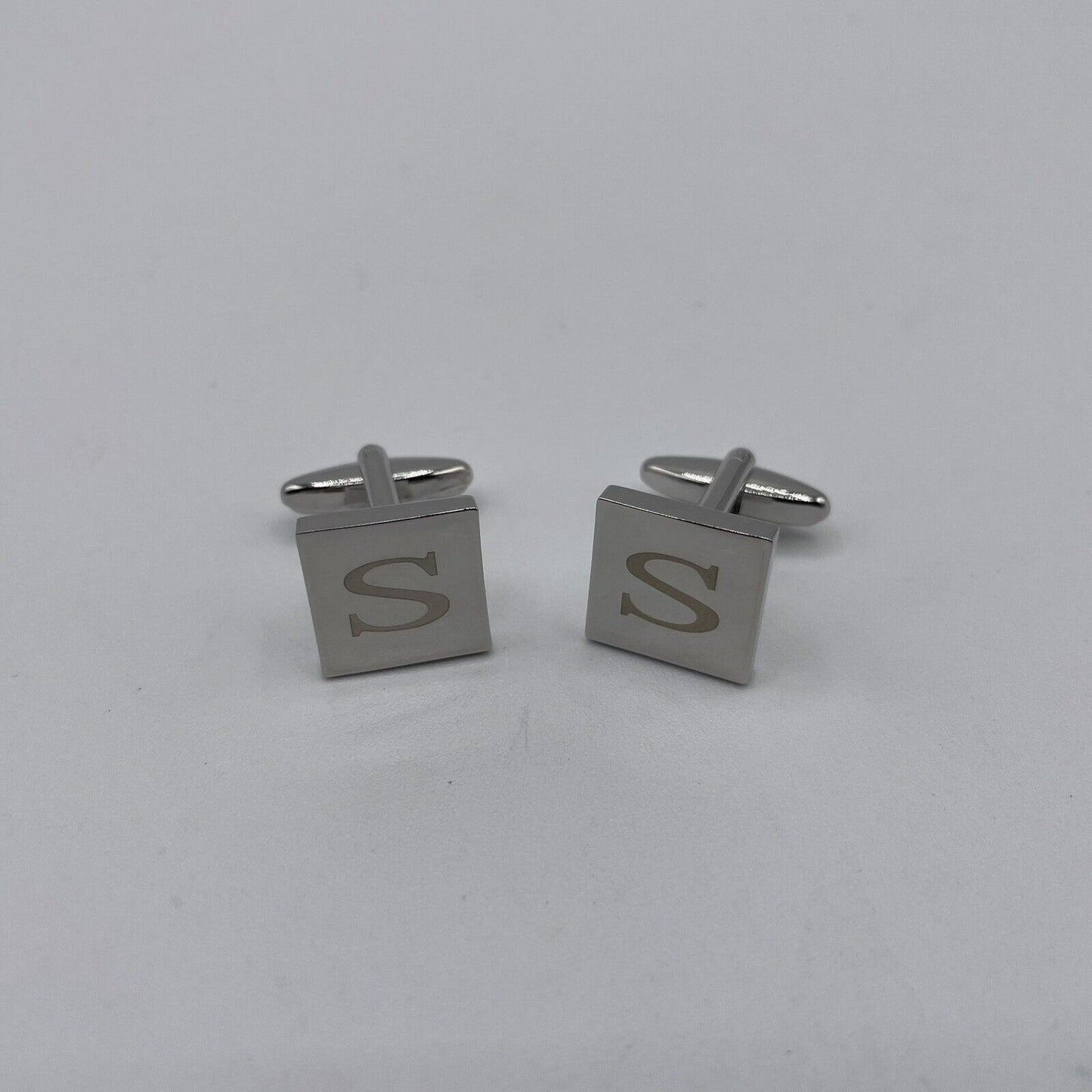 Chrome Monogram Letter S Cufflinks