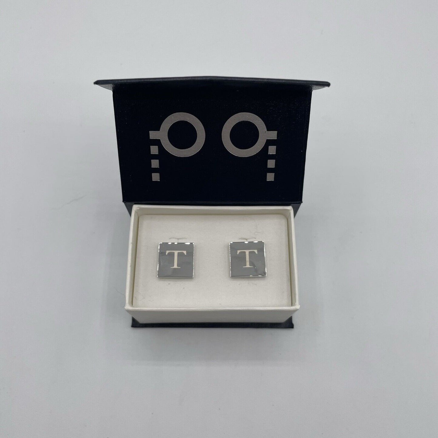 Chrome Monogram Letter T Cufflinks
