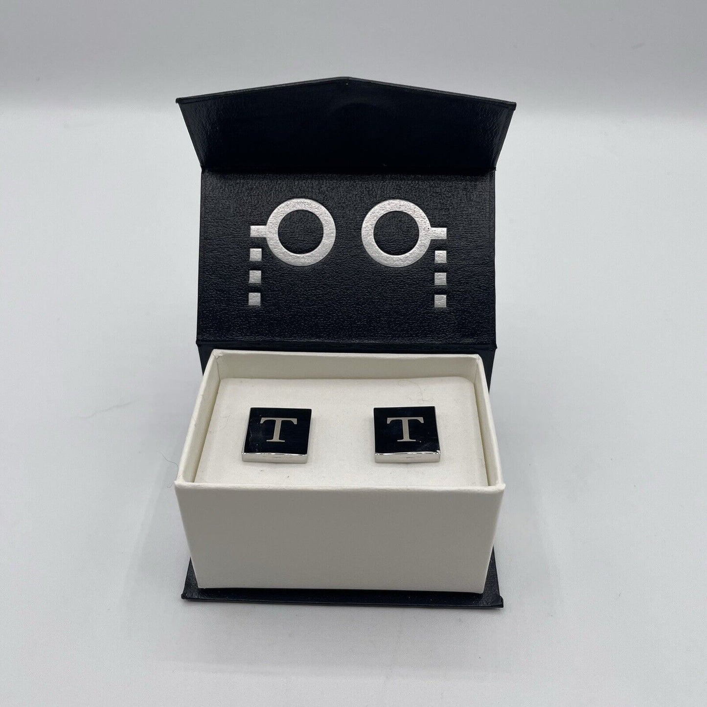 Chrome Monogram Letter T Cufflinks