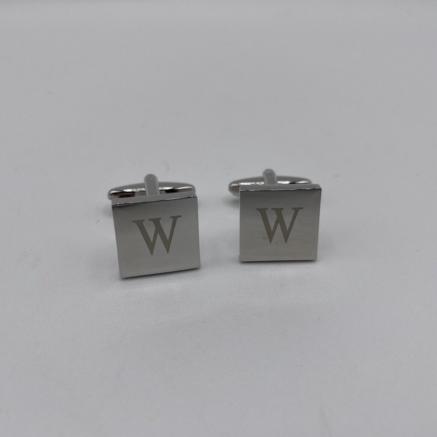 Chrome Monogram Letter W Cufflinks