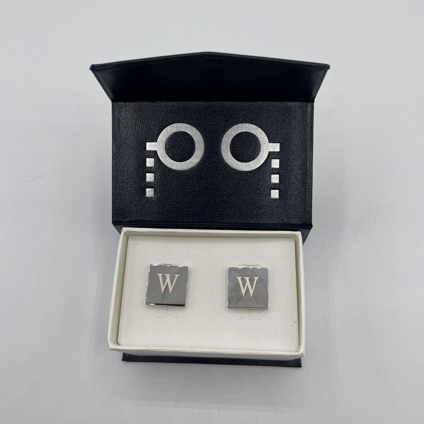 Chrome Monogram Letter W Cufflinks