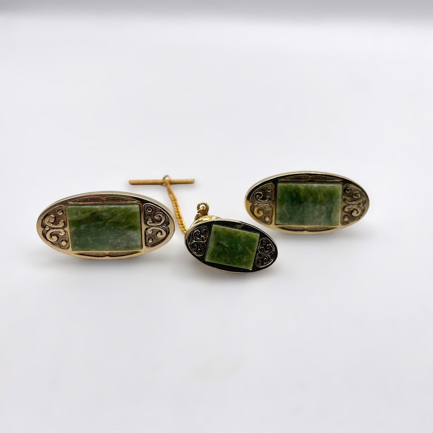 Anson Jade with Gold Cufflink & Tie Tac Set