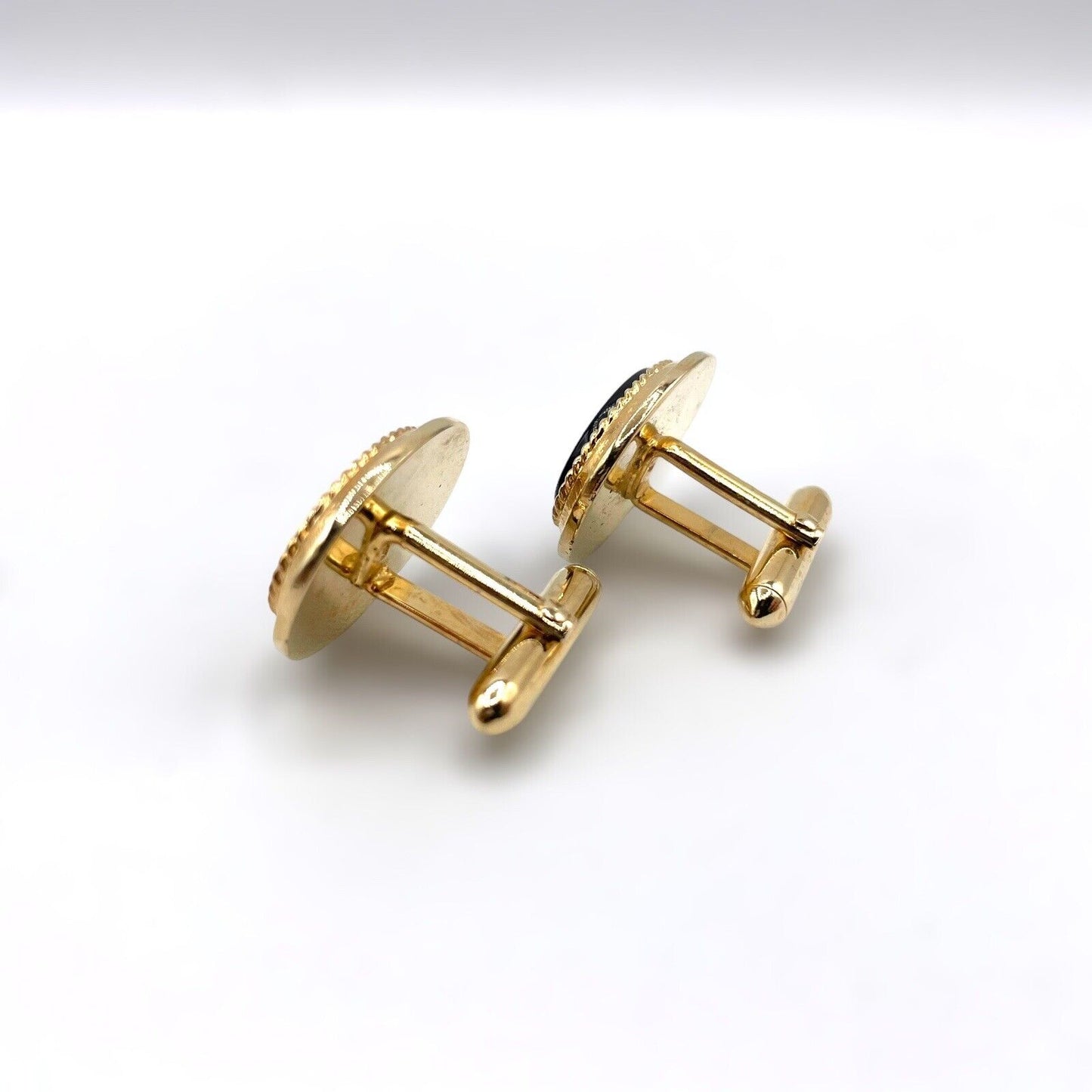 Avon Black Onyx & Gold Tone Oval Cufflinks