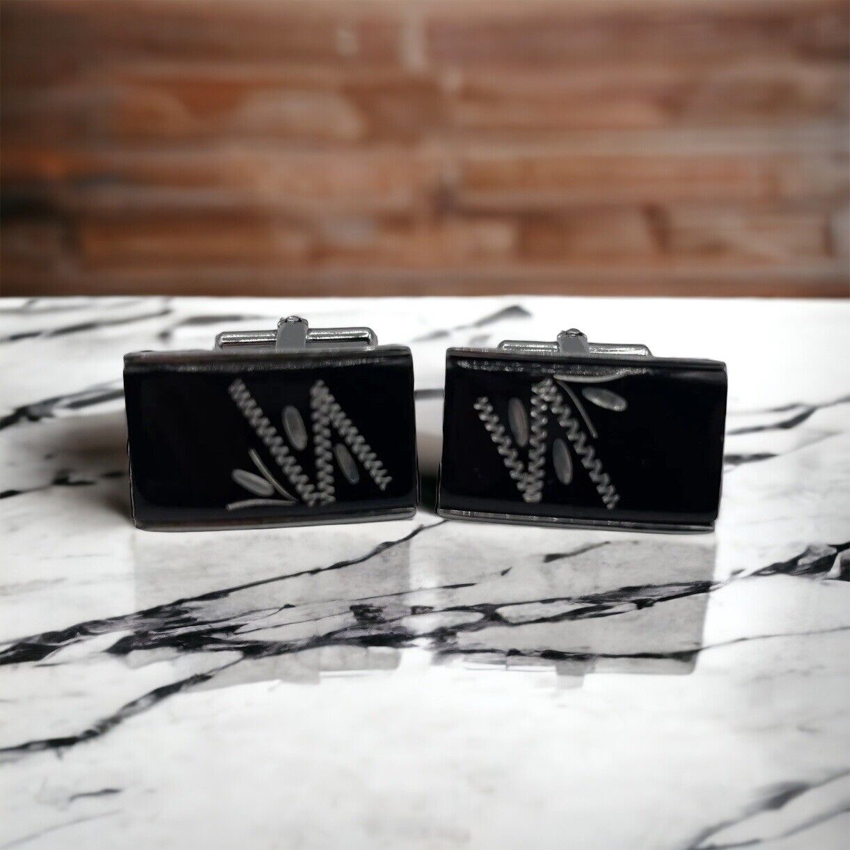 Black Onyx & Mother Of Pearl Inlay Cufflinks