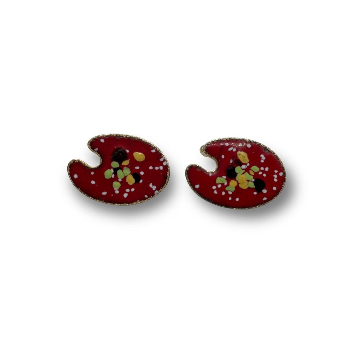 Artist's Paint Palette Gold Tone Enamel Cufflinks