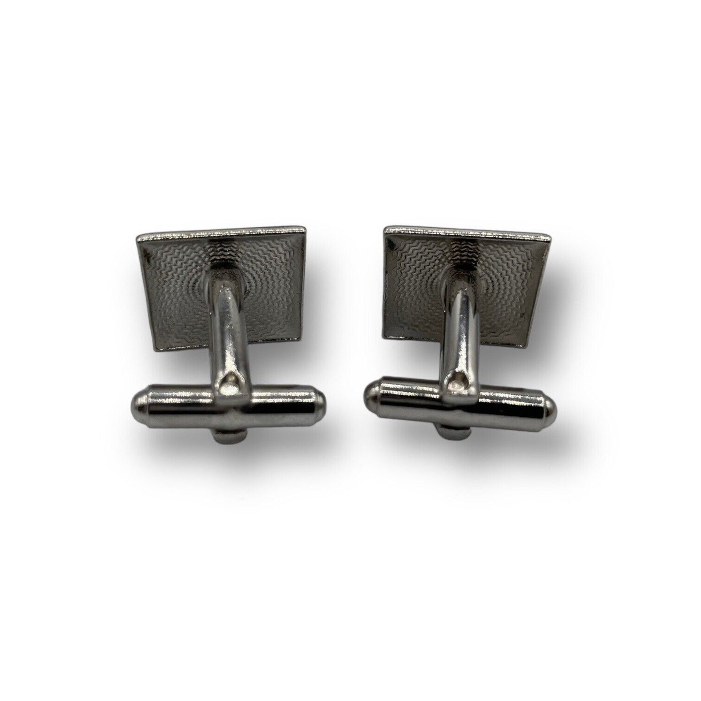 Vintage Cuff Links Square Textured Design Silver Tone Bullet Back