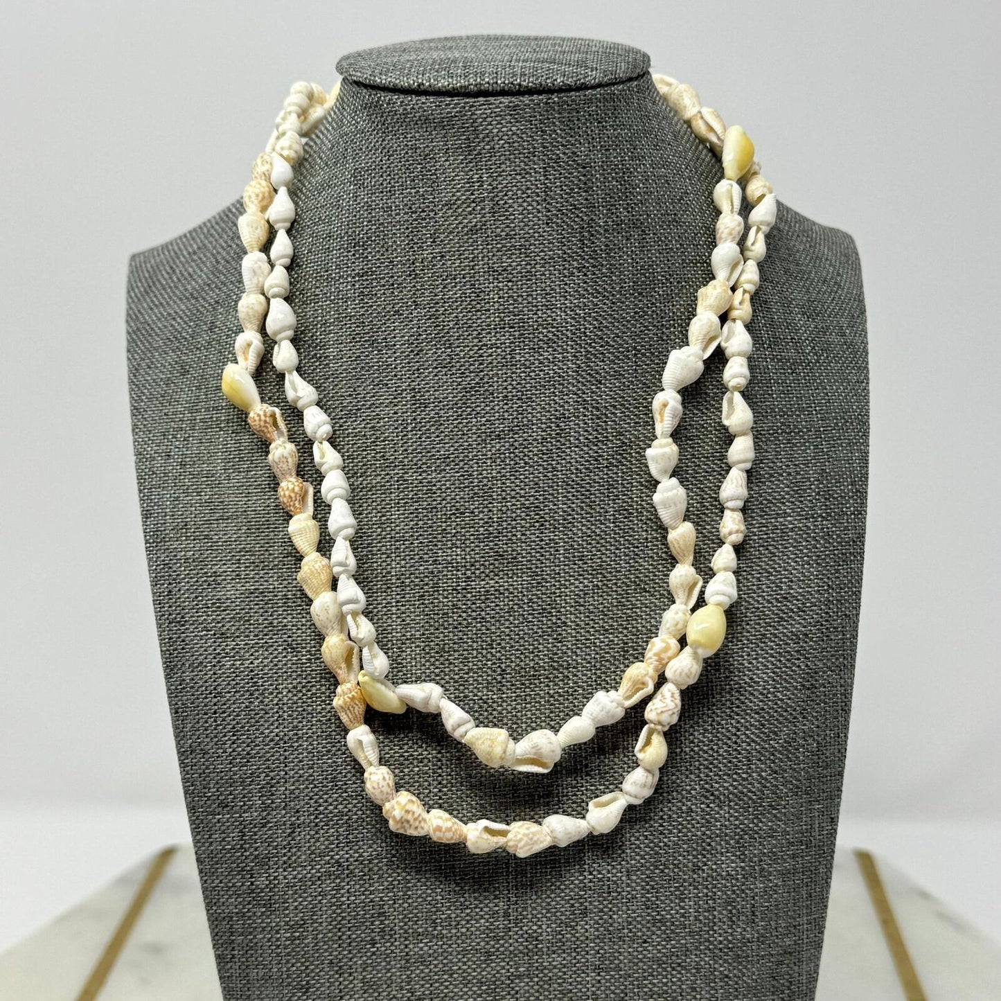 Beach Shell Necklace Natural Mini Shell Beads Simple Layered Boho Island Chic 32”