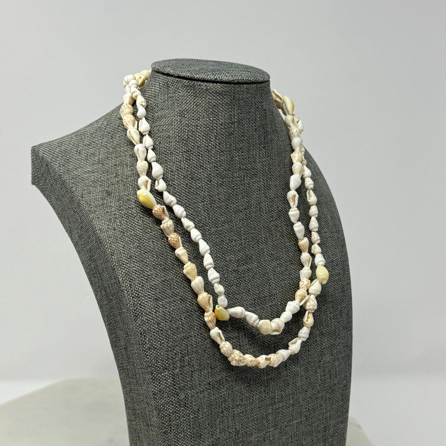 Beach Shell Necklace Natural Mini Shell Beads Simple Layered Boho Island Chic 32”