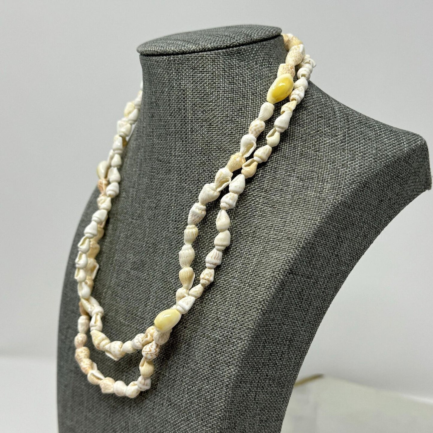 Beach Shell Necklace Natural Mini Shell Beads Simple Layered Boho Island Chic 32”