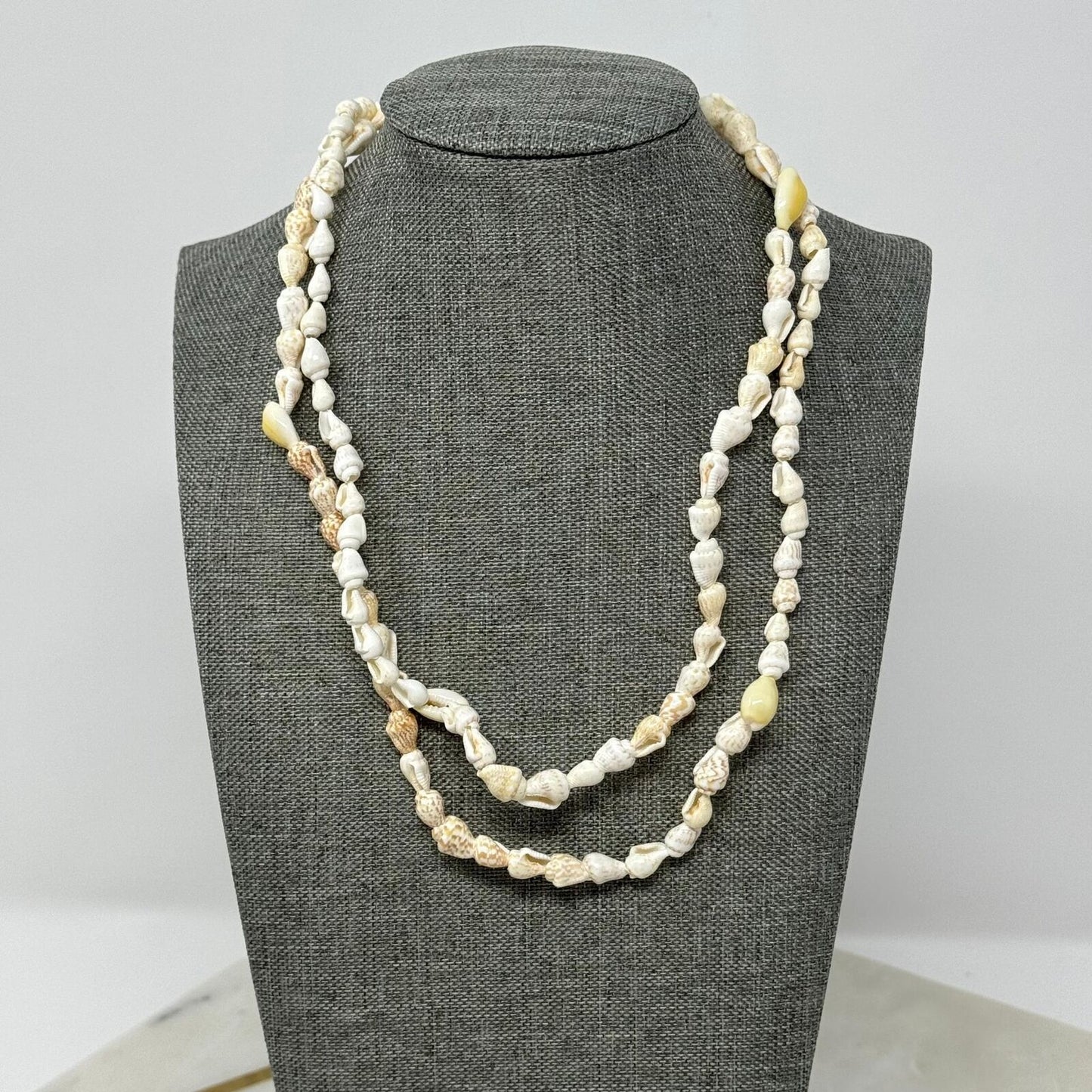 Beach Shell Necklace Natural Mini Shell Beads Simple Layered Boho Island Chic 32”