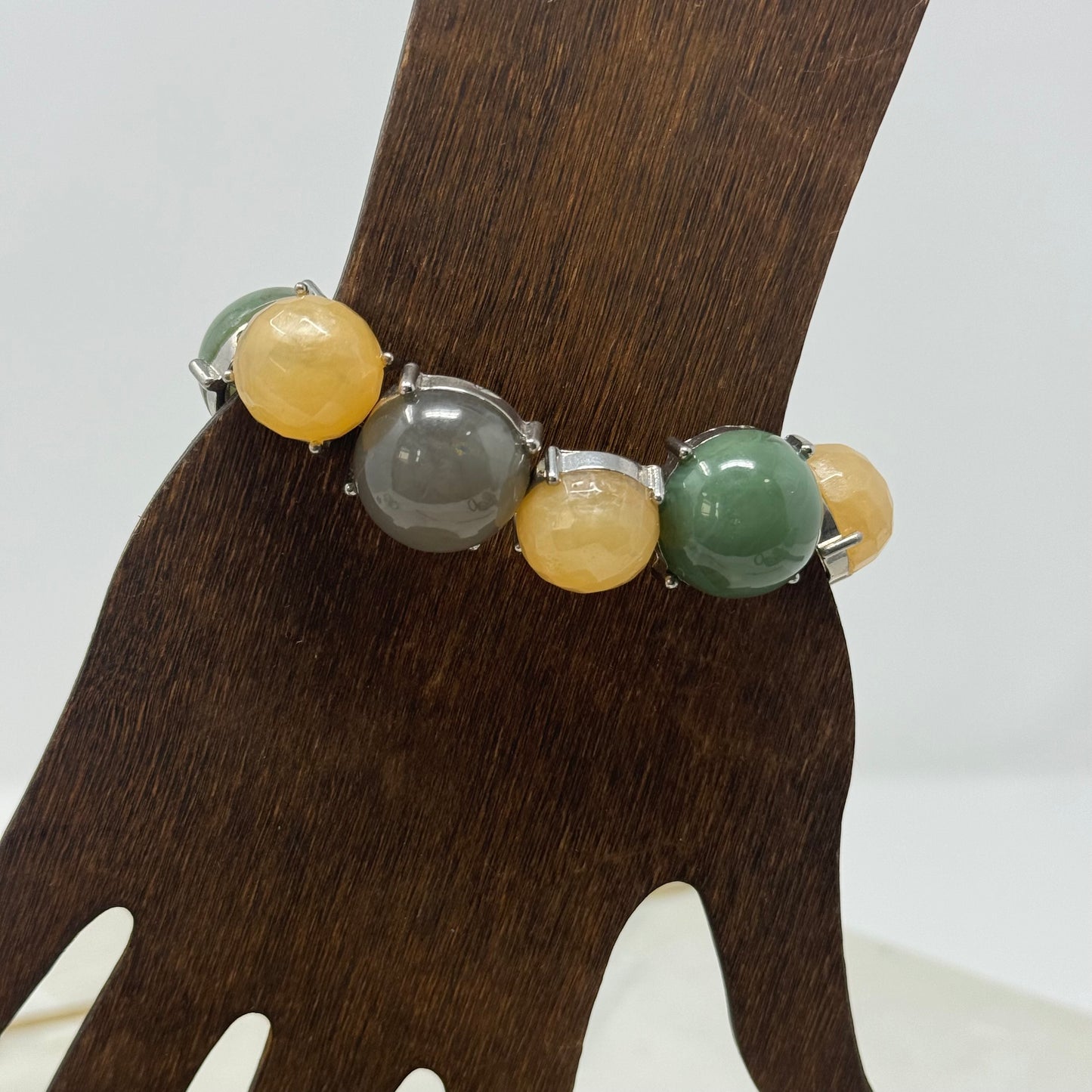 Bracelet Boho Segmented Metalwork Bauble Links Bangle 7 in Costume Jewelry