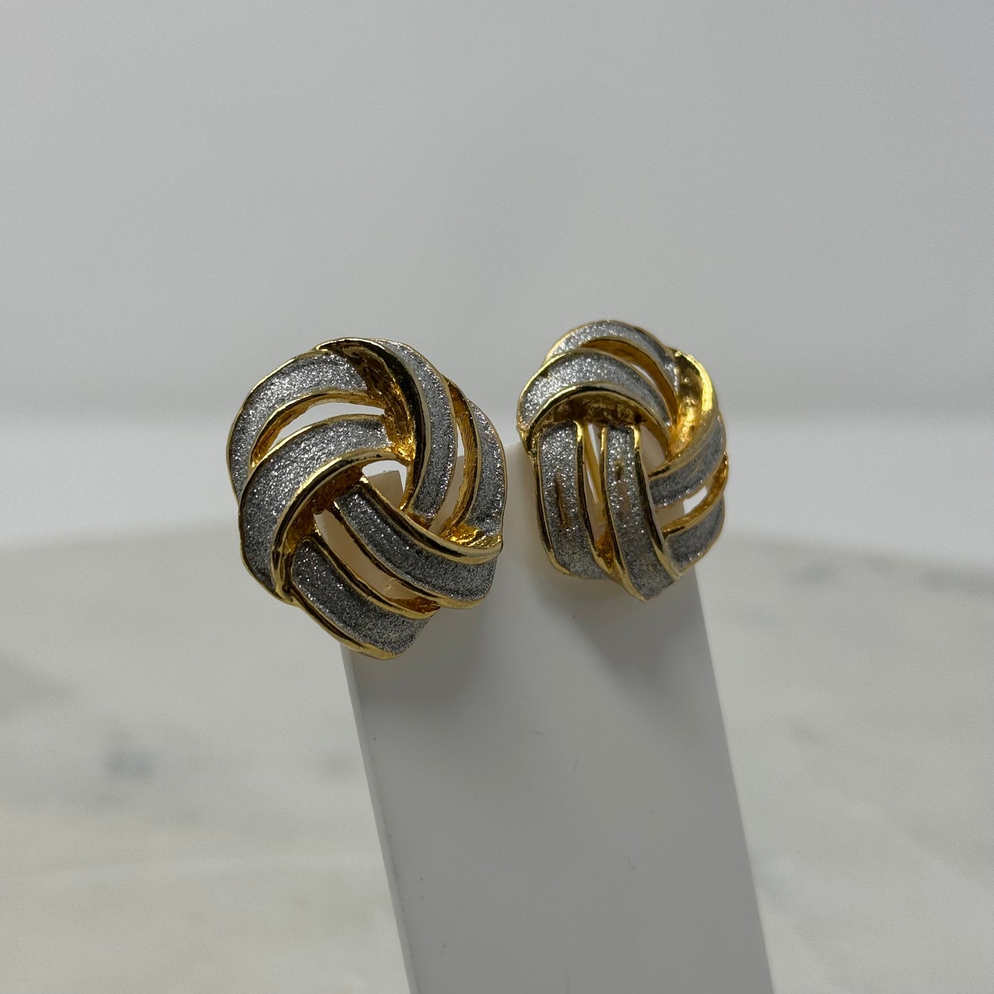 Gold & Silver Glitter Knotted Clip-On Earrings